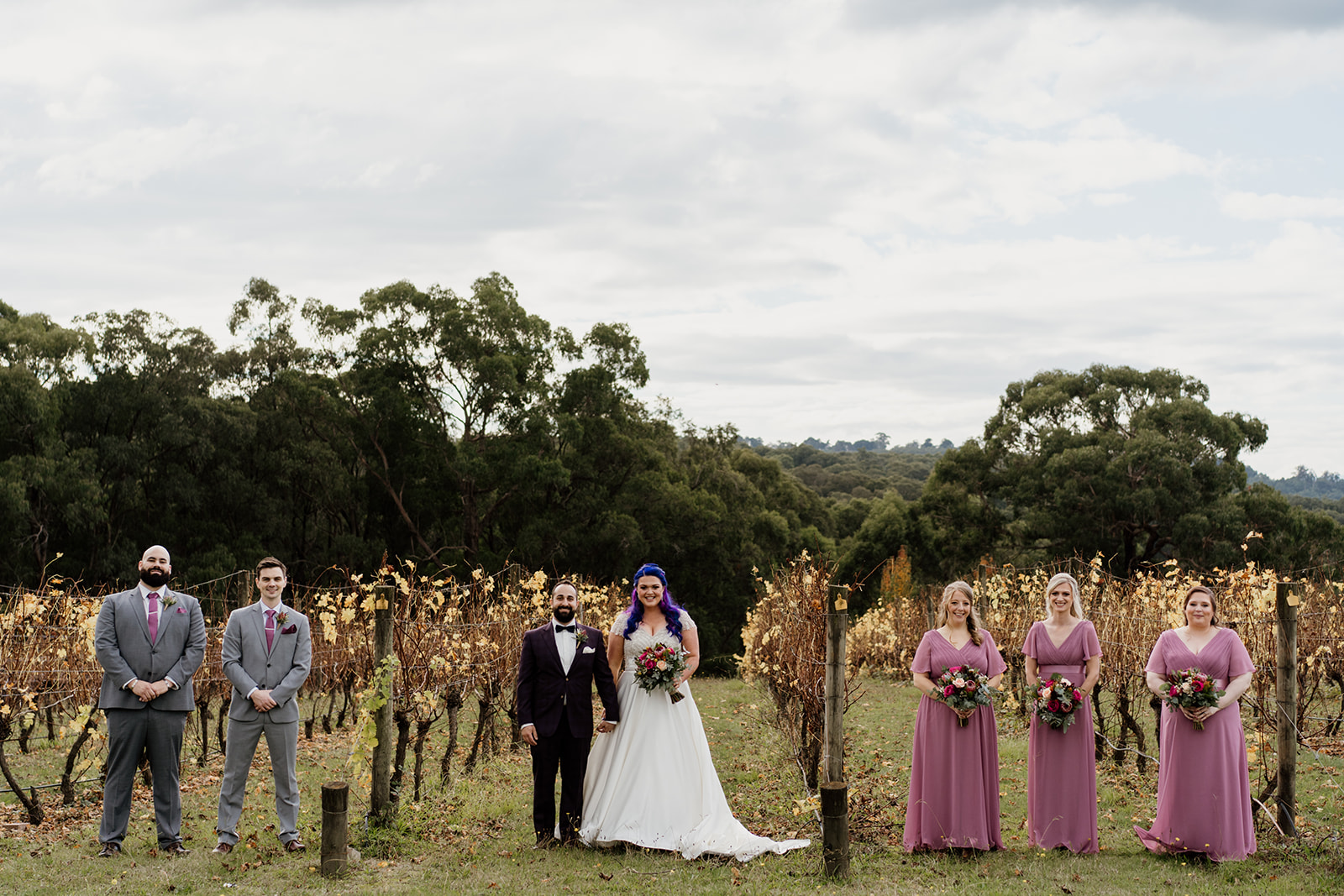 Yarra Ranges autumn wedding. Wedding party photos.