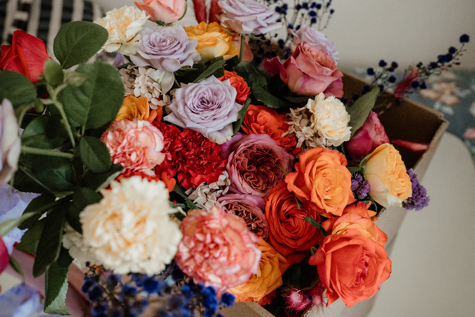Bright colour wedding bouquet. Vibrant colour wedding bouquet. Colourful flowers wedding bouquet.