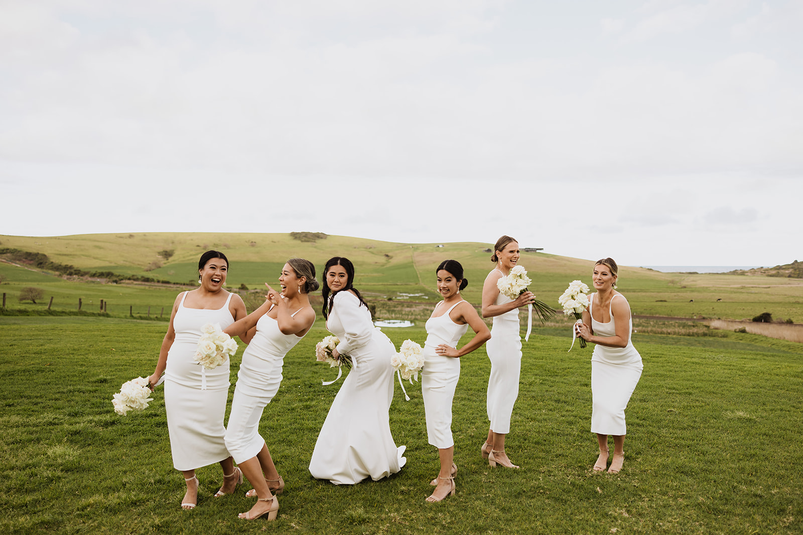 The bride and bridesmaids at Seacliff House