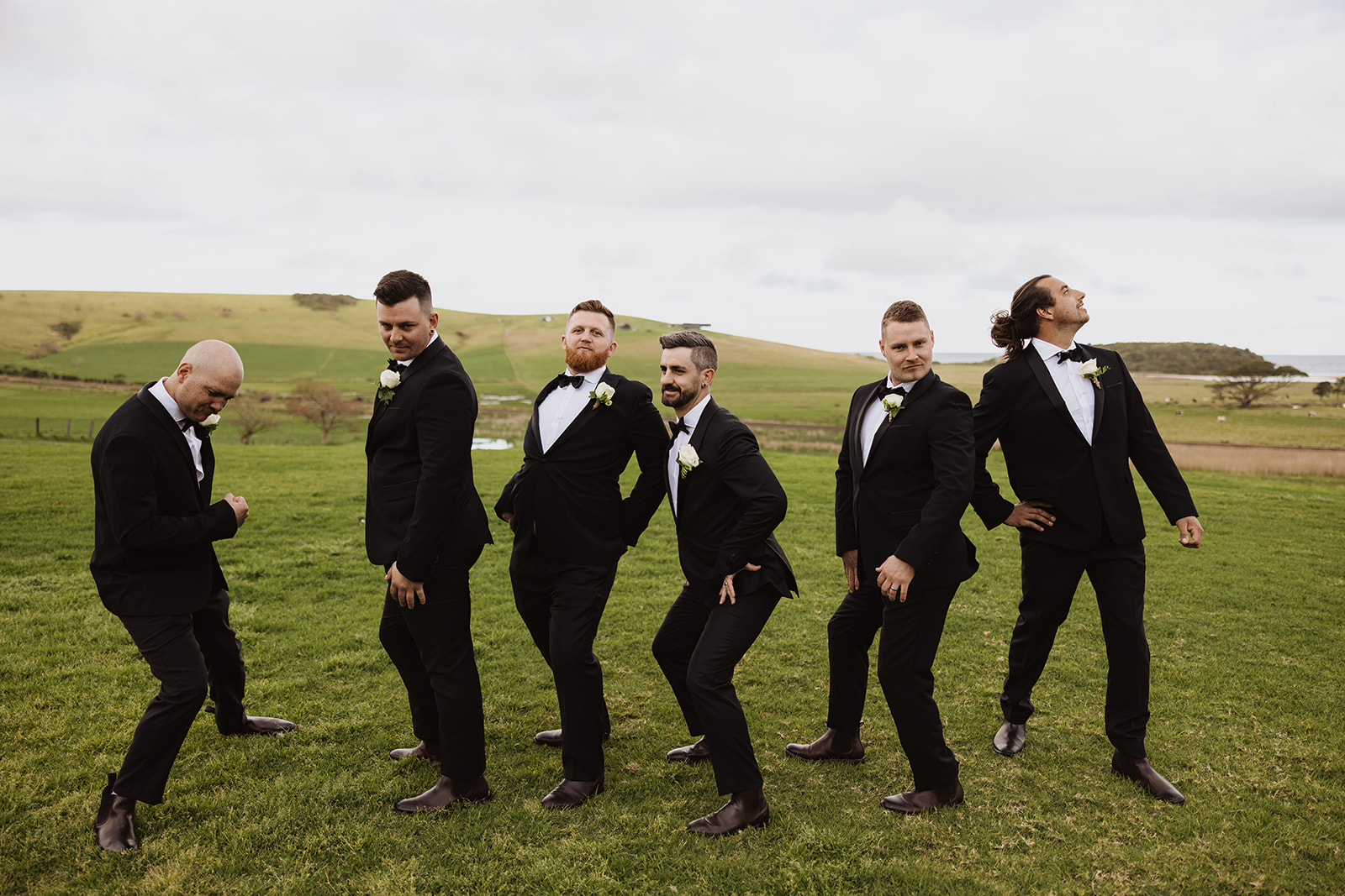 The groom and groomsmen at Seacliff House