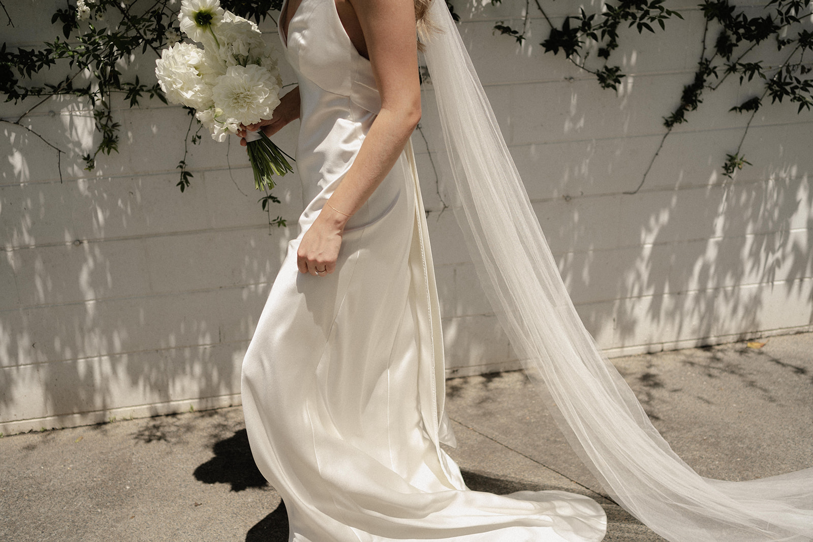 Summergrove Estate Wedding photography Brides minimal slip silk gown