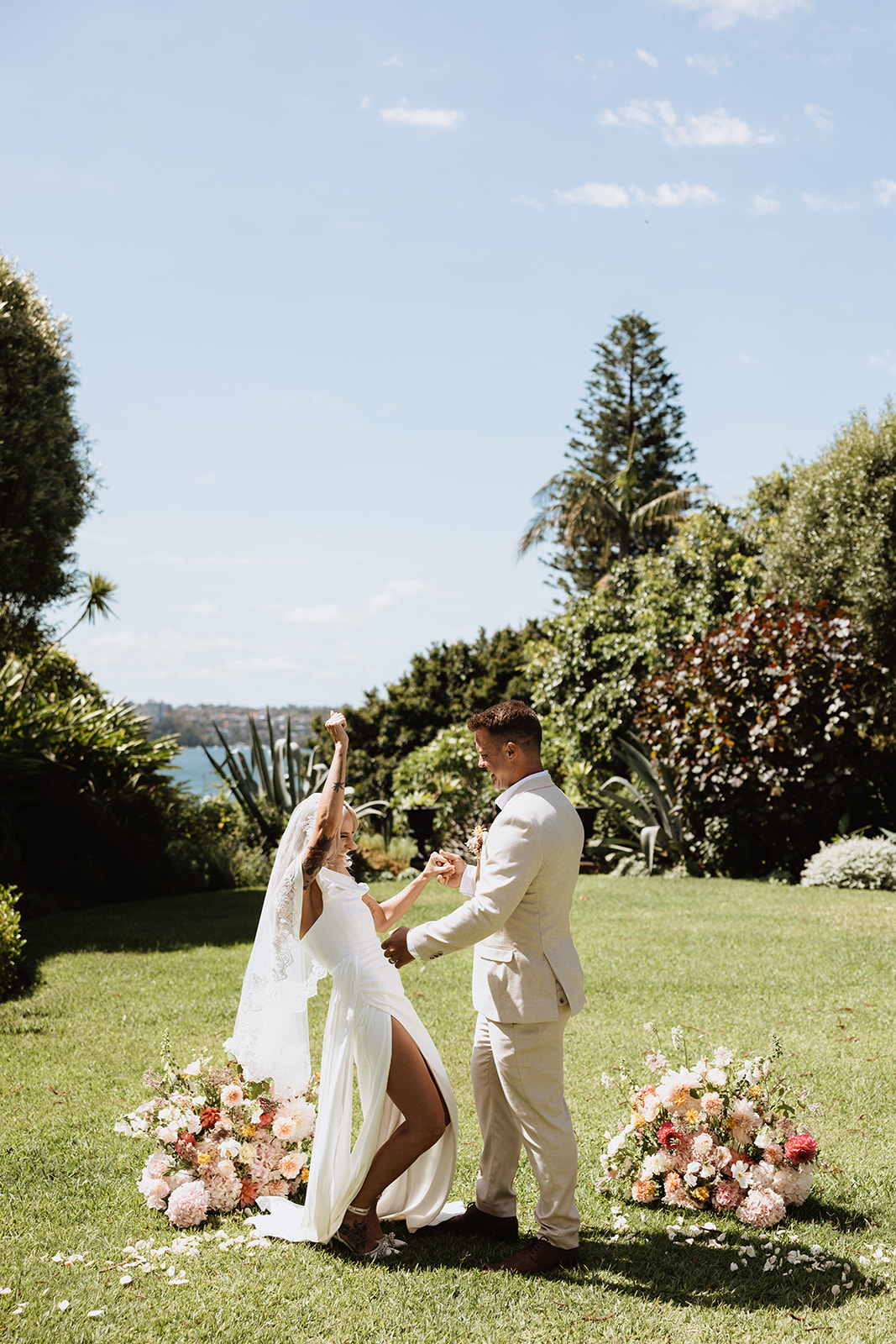 First kiss as a married couple at the Wedding in Lindesay House, Darling Point New South Wales