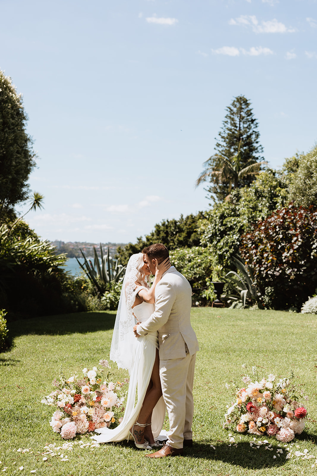 First kiss as a married couple at the Wedding in Lindesay House, Darling Point New South Wales