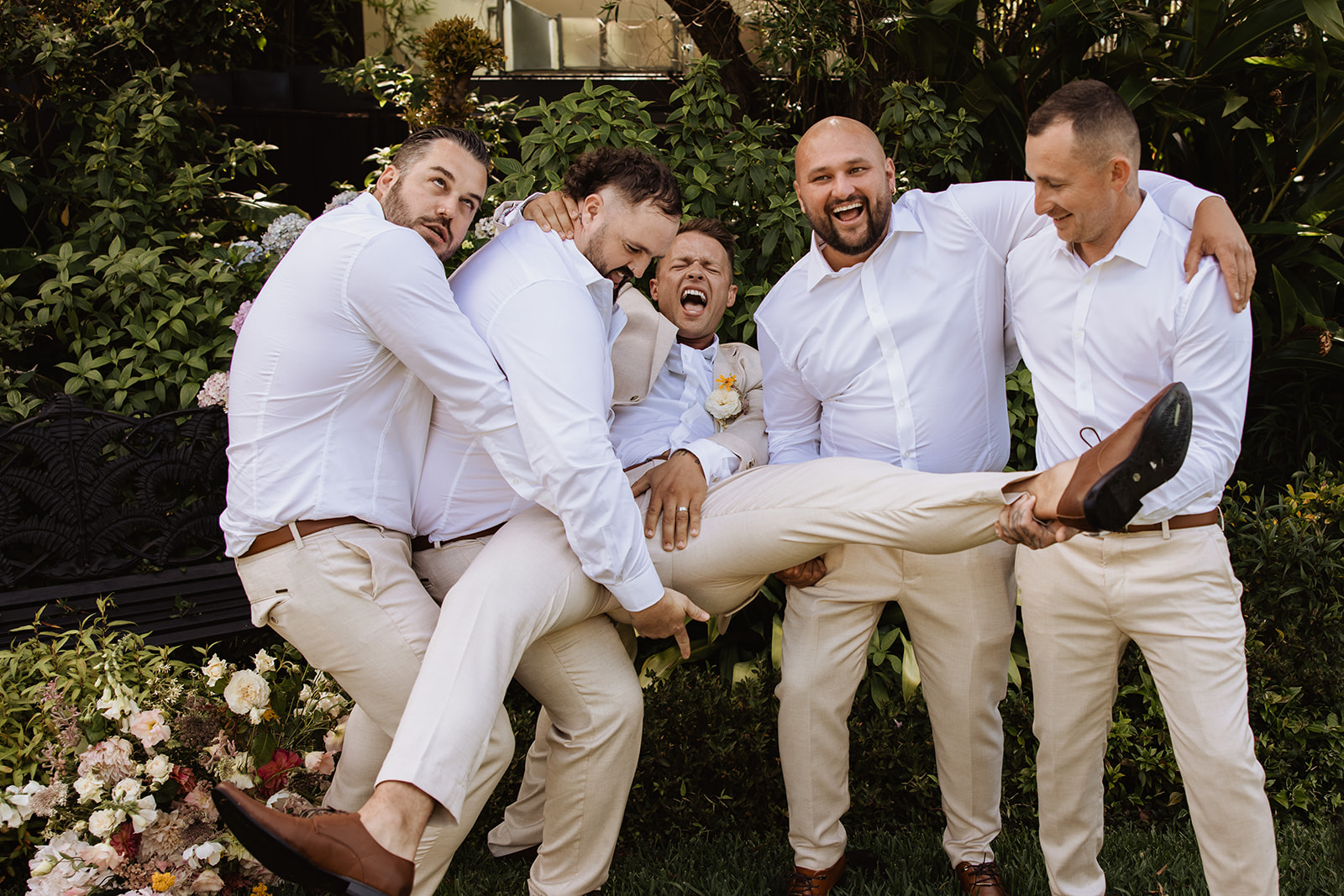 Groom and Groomsmen at the Wedding in Lindesay House, Darling Point New South Wales