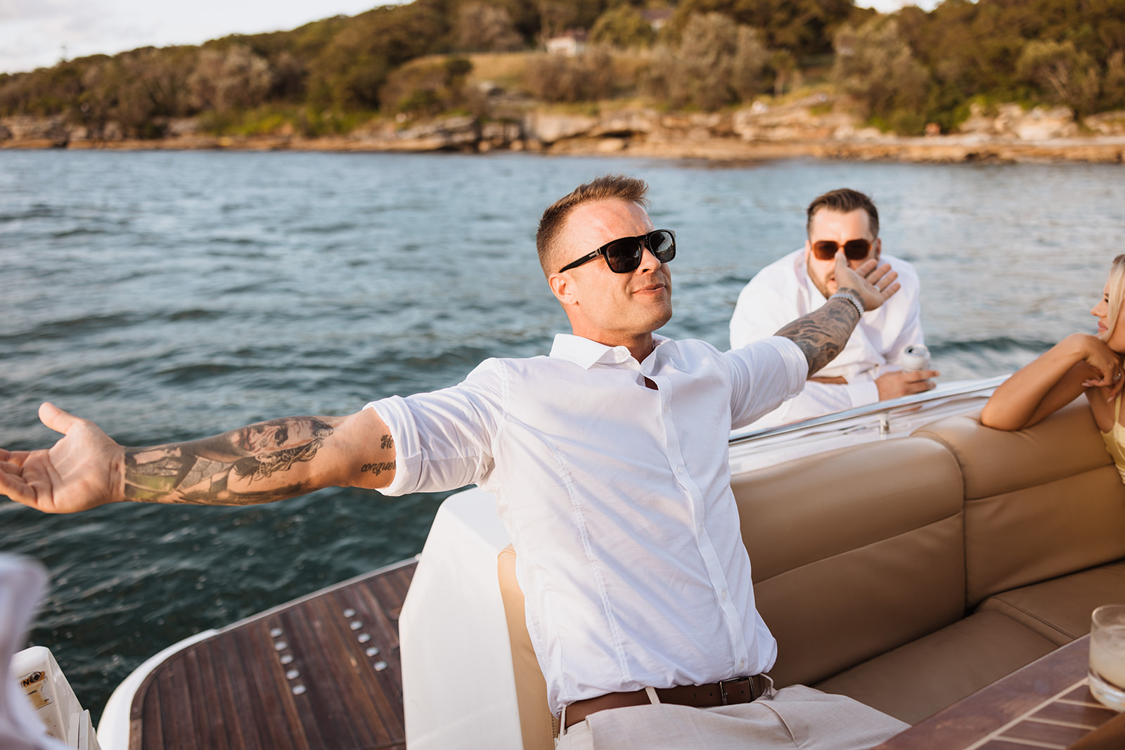 Groom at the yacht at the Wedding in Lindesay House, Darling Point New South Wales