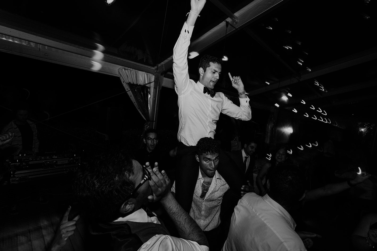 Bride and groom having an epic party at the reception at the Wedding in Mona Farm Braidwood, New South Wales