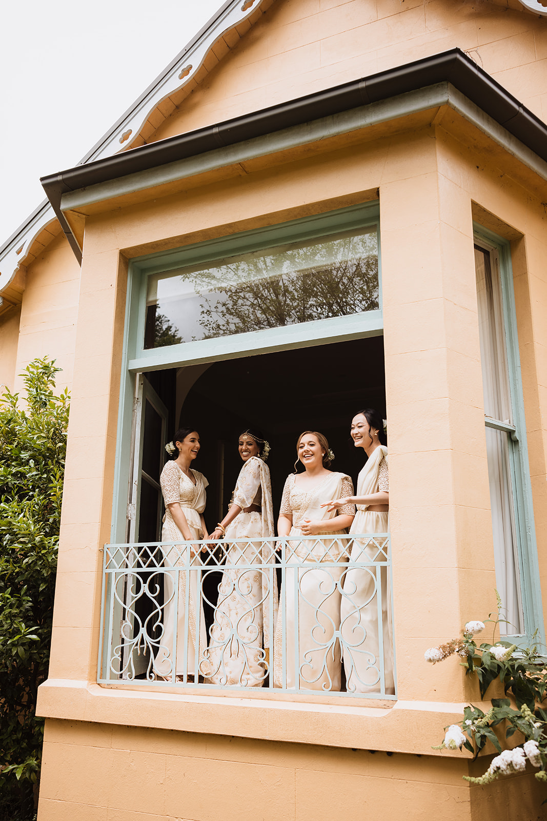 Bride and her bridesmaids at the Wedding in Mona Farm Braidwood, New South Wales