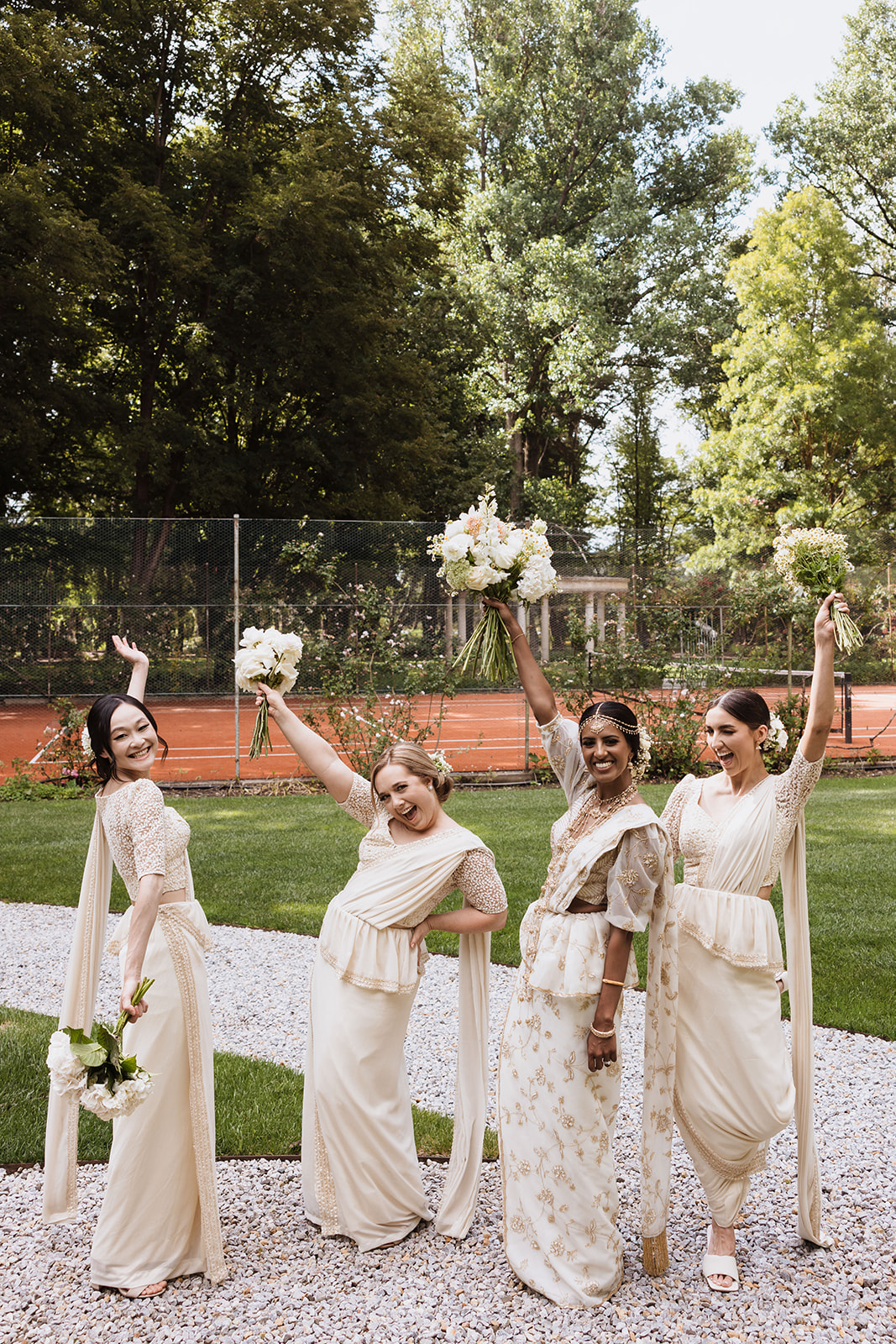 Bride with her bridesmaids at the Wedding in Mona Farm Braidwood, New South Wales