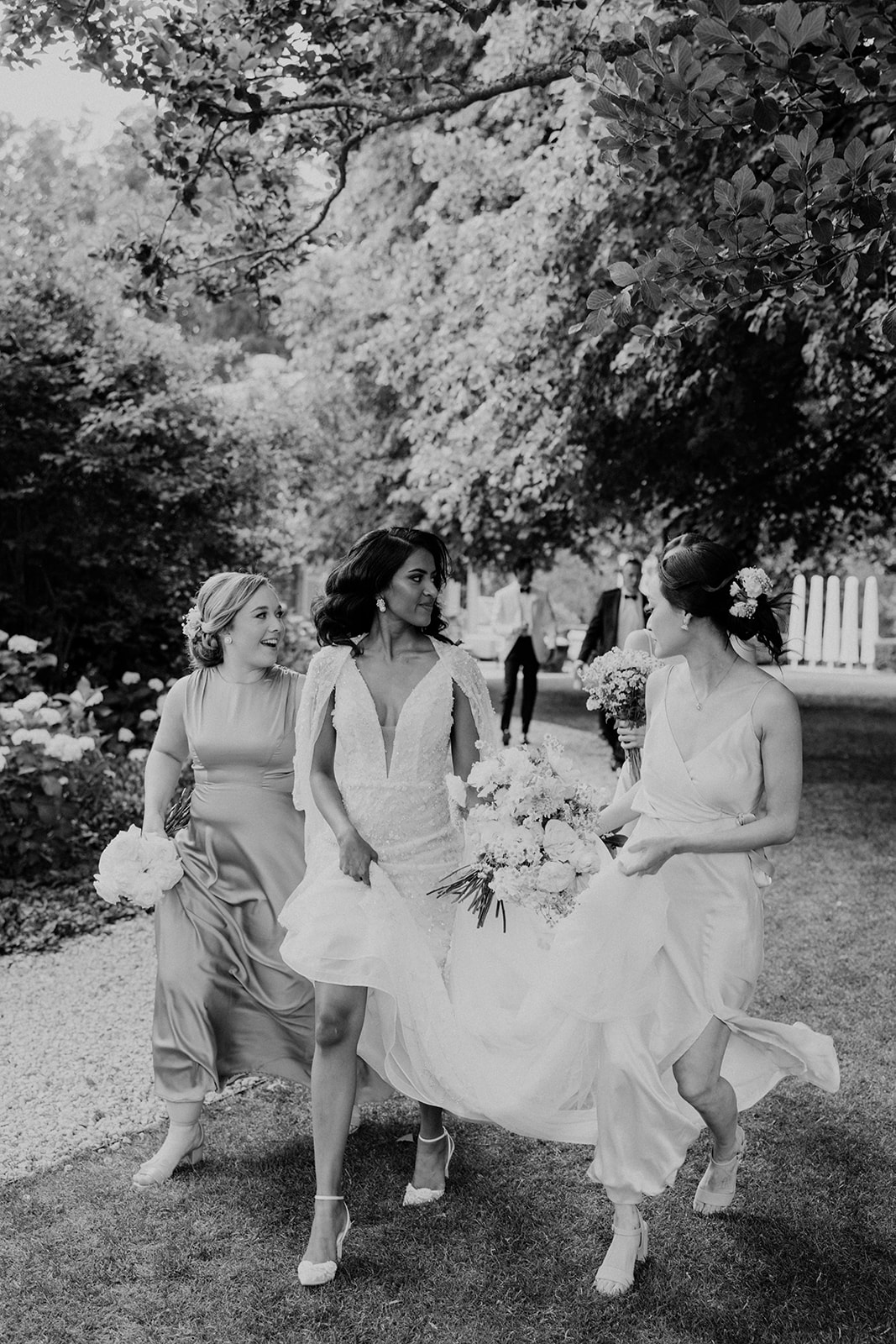 Bride with her bridesmaids at the Wedding in Mona Farm Braidwood, New South Wales