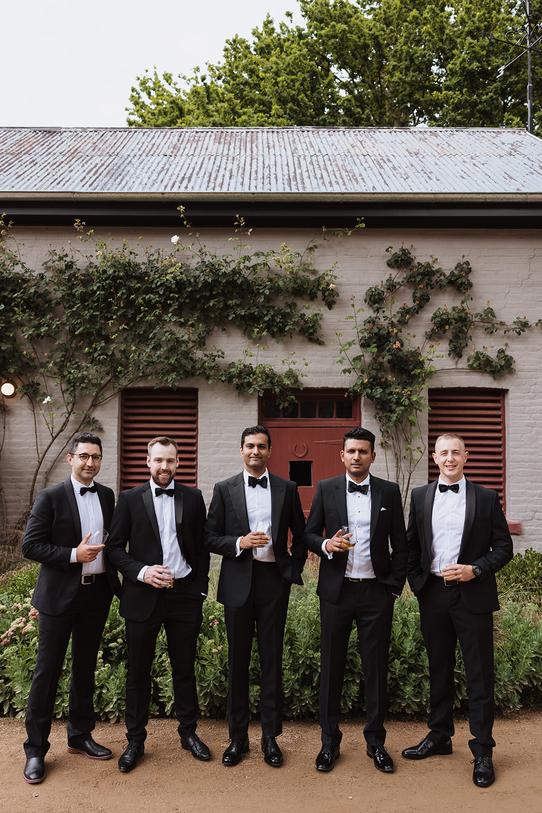 Groom and groomsmen at the Wedding in Mona Farm Braidwood, New South Wales