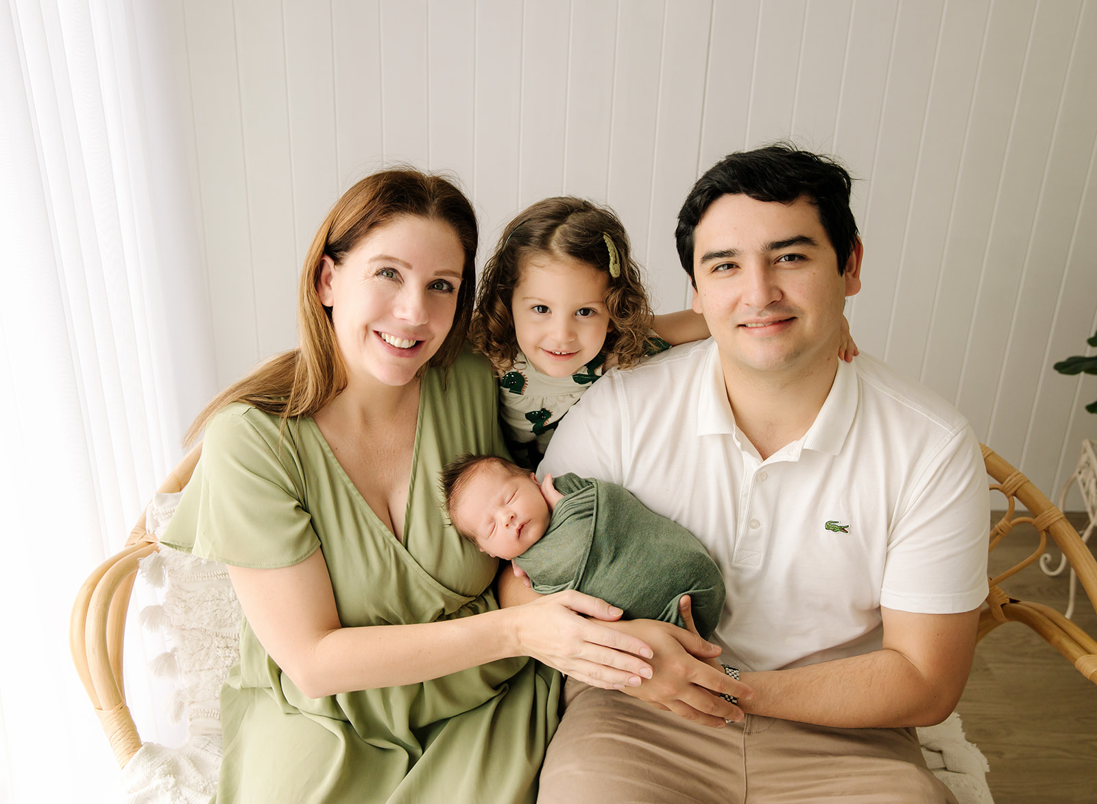 Family posing newborn studio photography