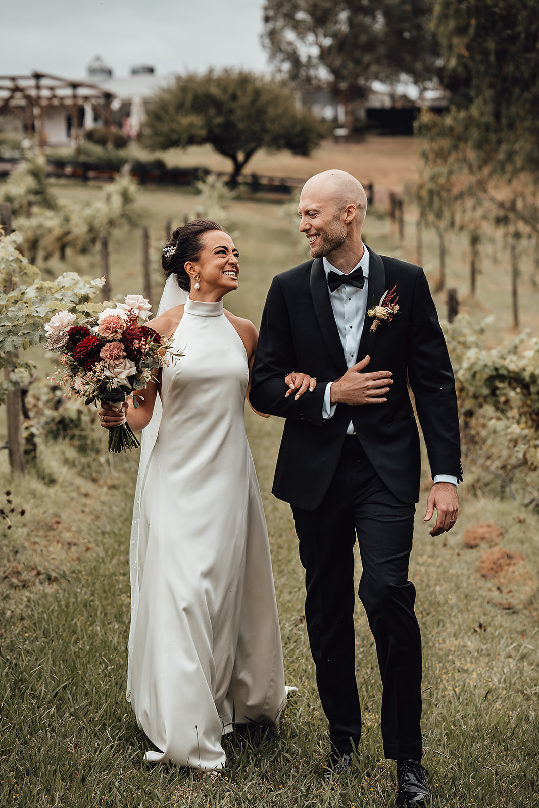 A beautiful couple getting married at The Farm Yarra Valley
