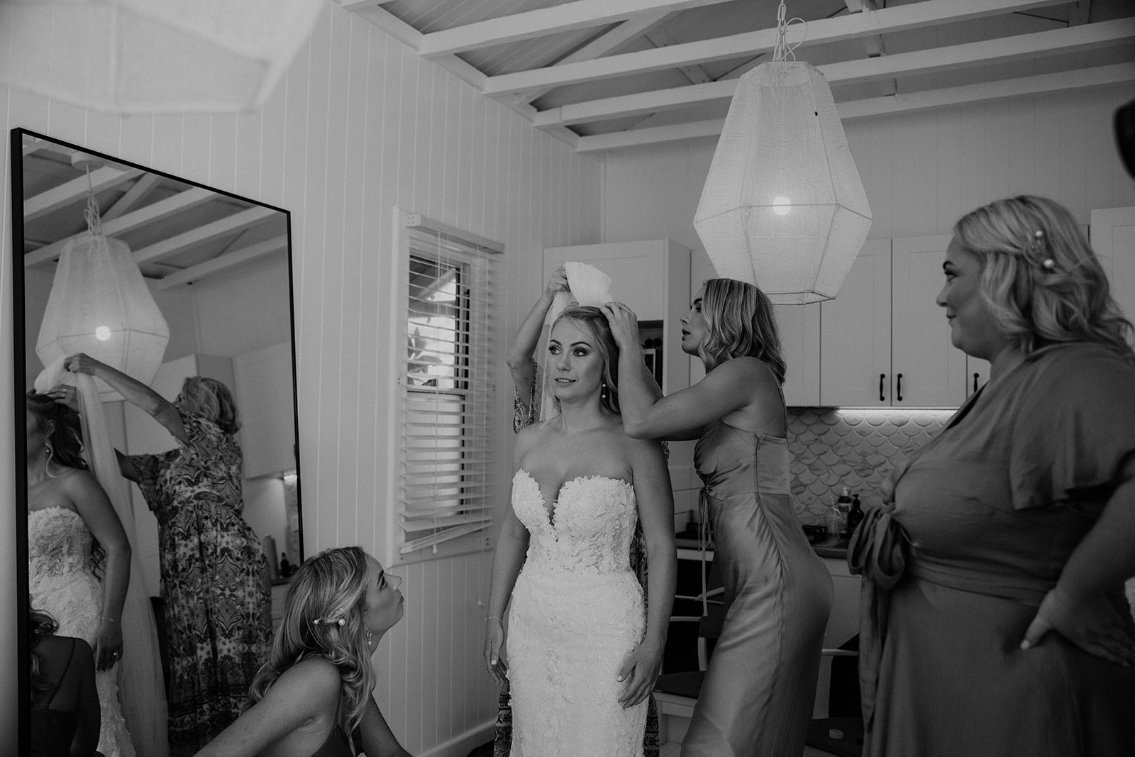 Bride and Bridesmaid Getting Ready at the Wedding in The Cove Jervis Bay
