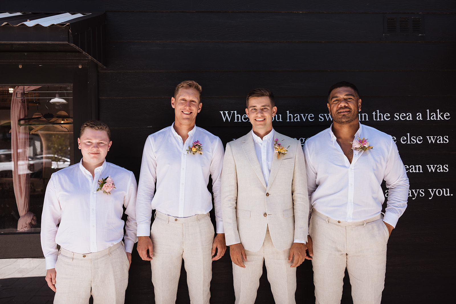 Groom and Groomsmen Getting Ready at the Wedding in The Cove Jervis Bay