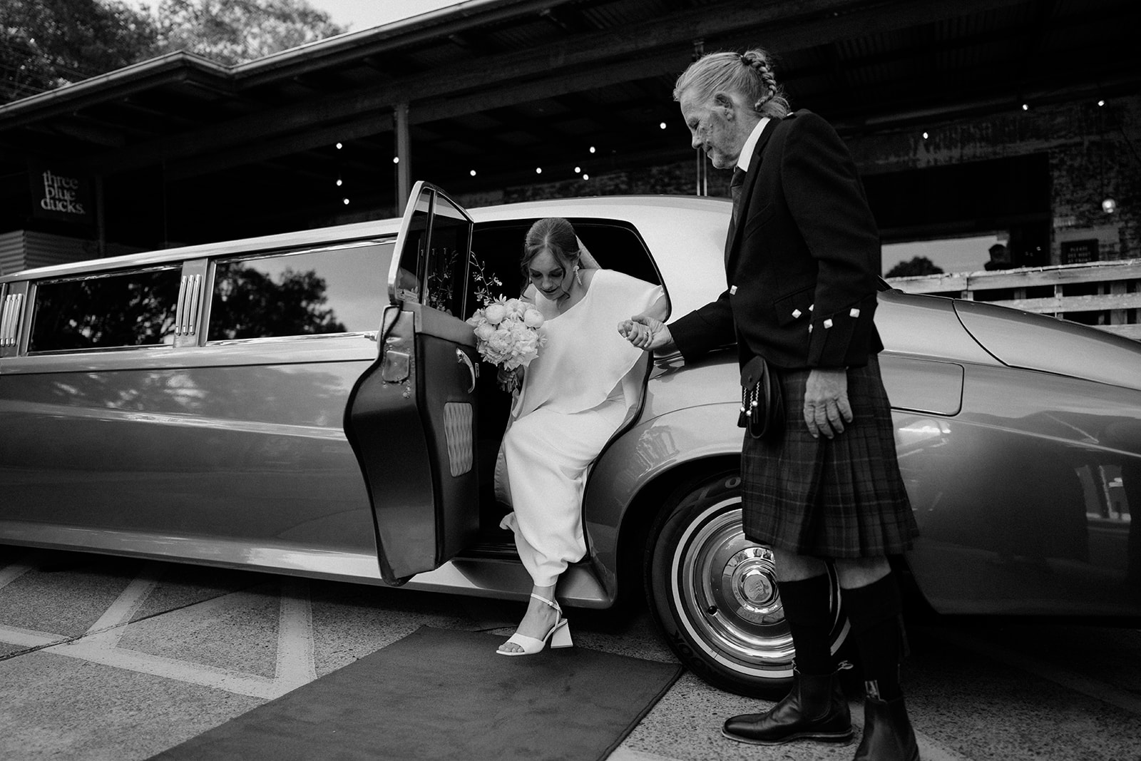 Bride, getting out of the limo