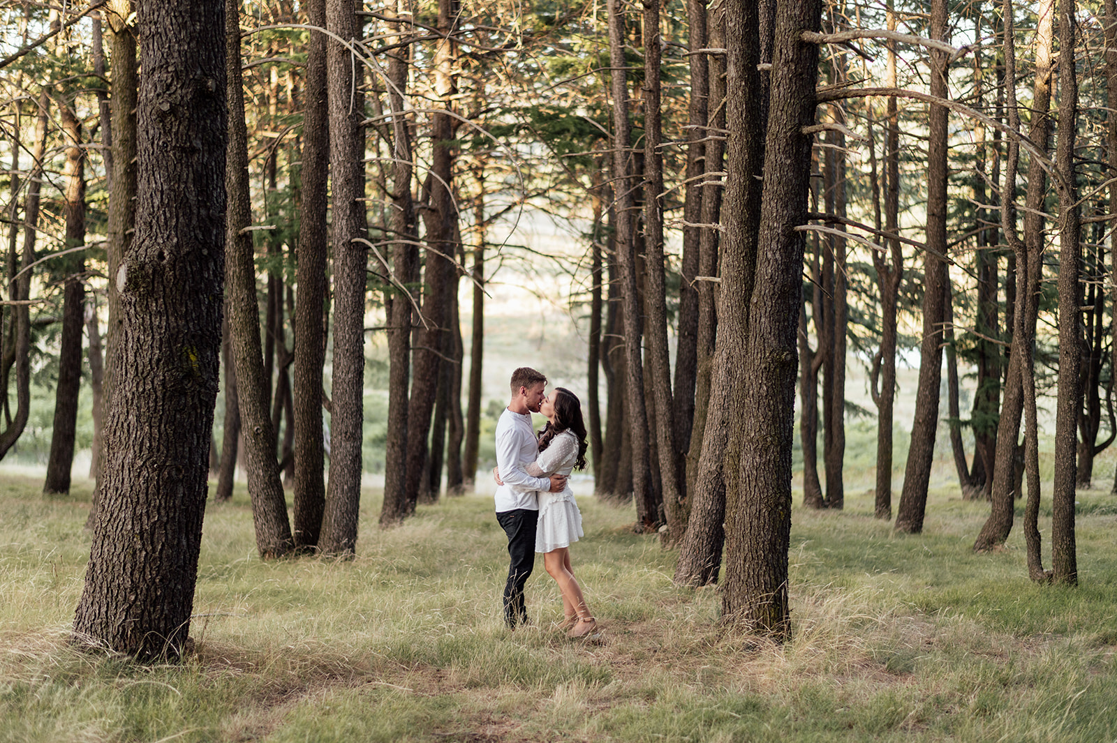 a couple having an engagement session in the National Arboretum Canberra