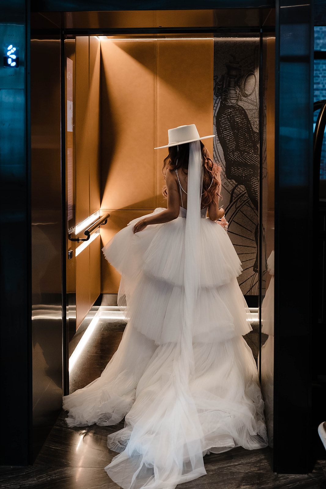 The bride wearing Kyha Studios wedding dress at Sofitel Hotel Adelaide