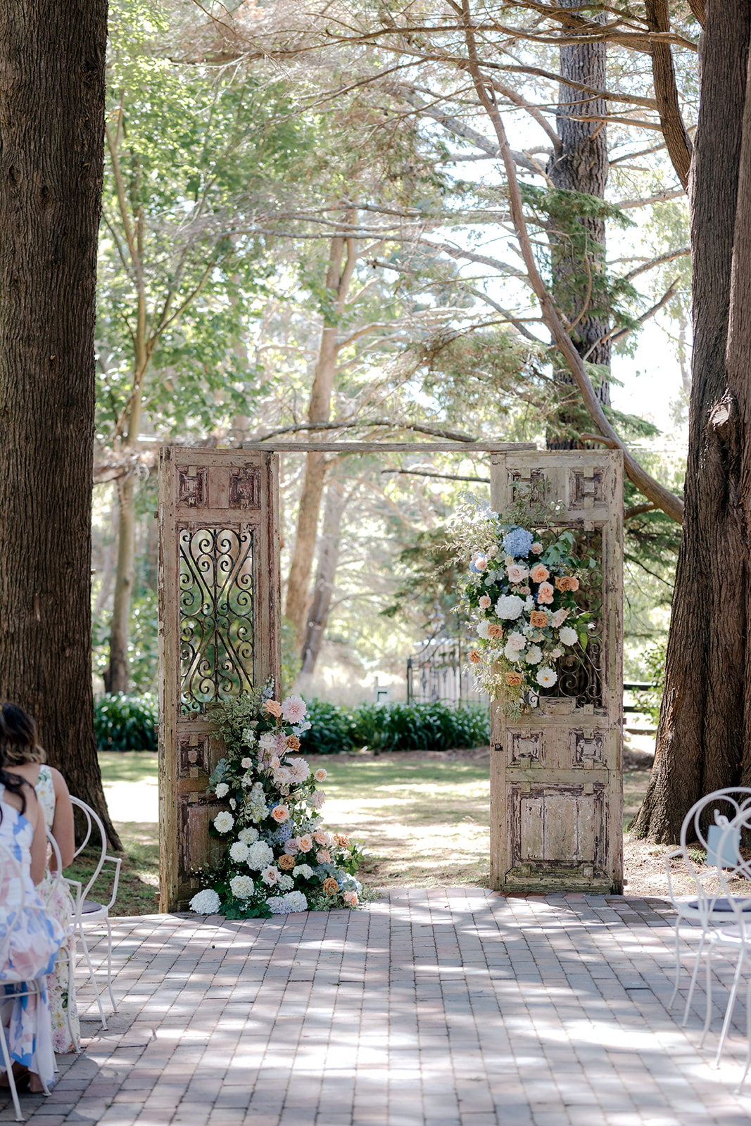 Ceremony floral arbour for an elegant country wedding.