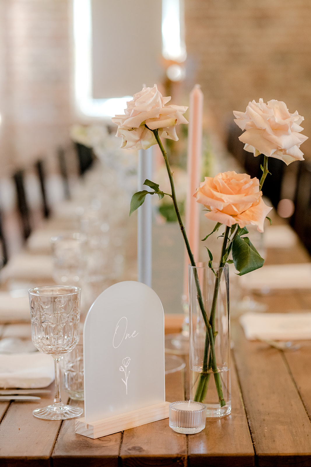 Romantic spring-inspired wedding reception styling for an elegant country wedding at Montrose House.