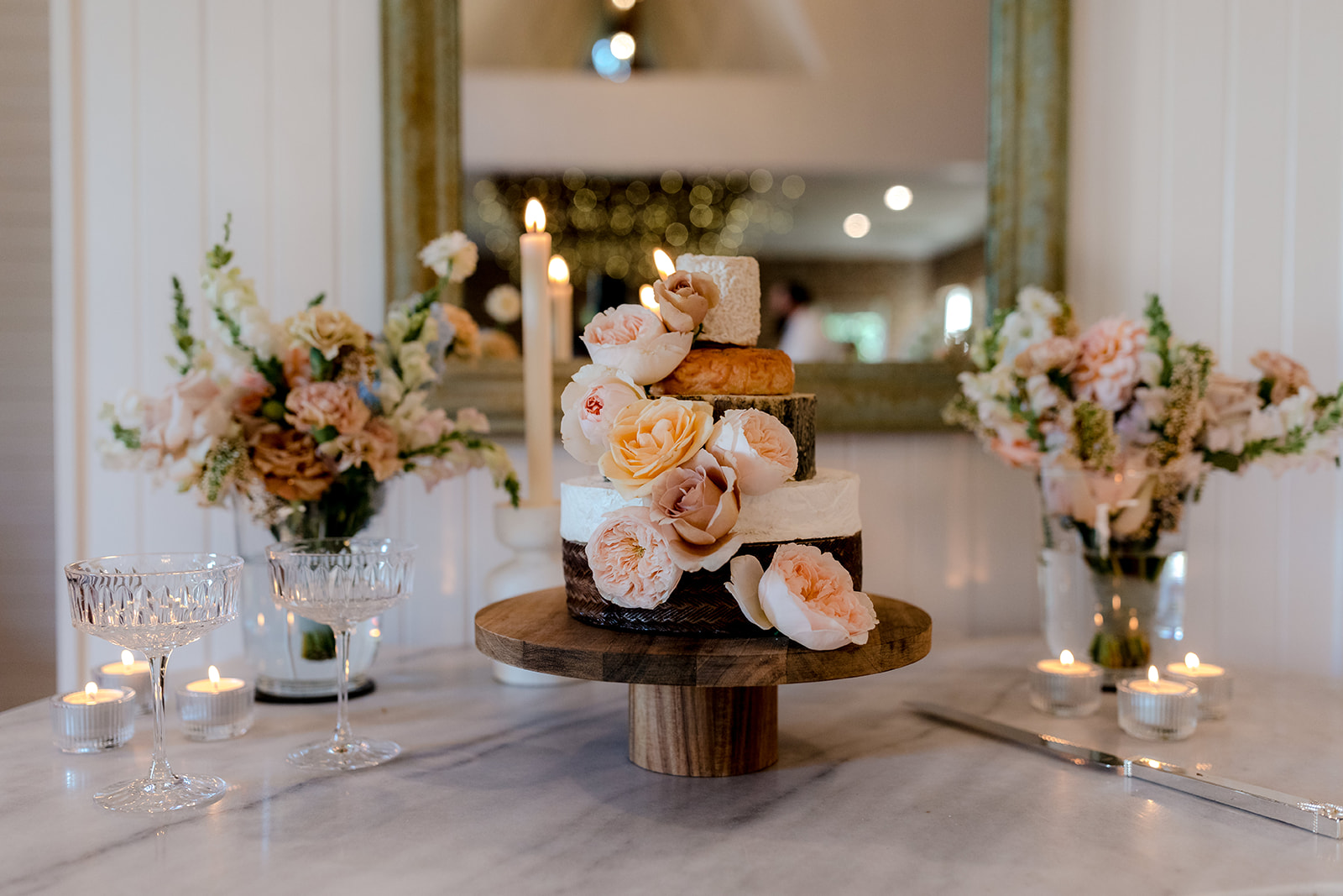 Romantic spring-inspired wedding cake for an elegant country wedding at Montrose House.
