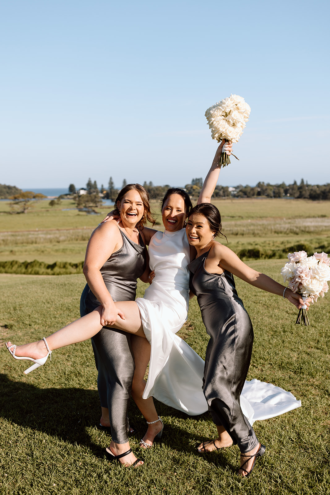 Bride and her bridesmaids at the wedding in the South Coast Seacliff House
