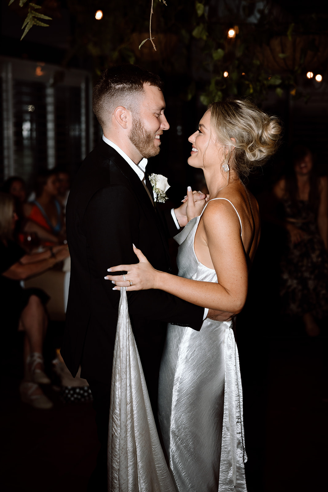 Bride and groom first dance as the couple at the wedding reception in The Fernery Mosman