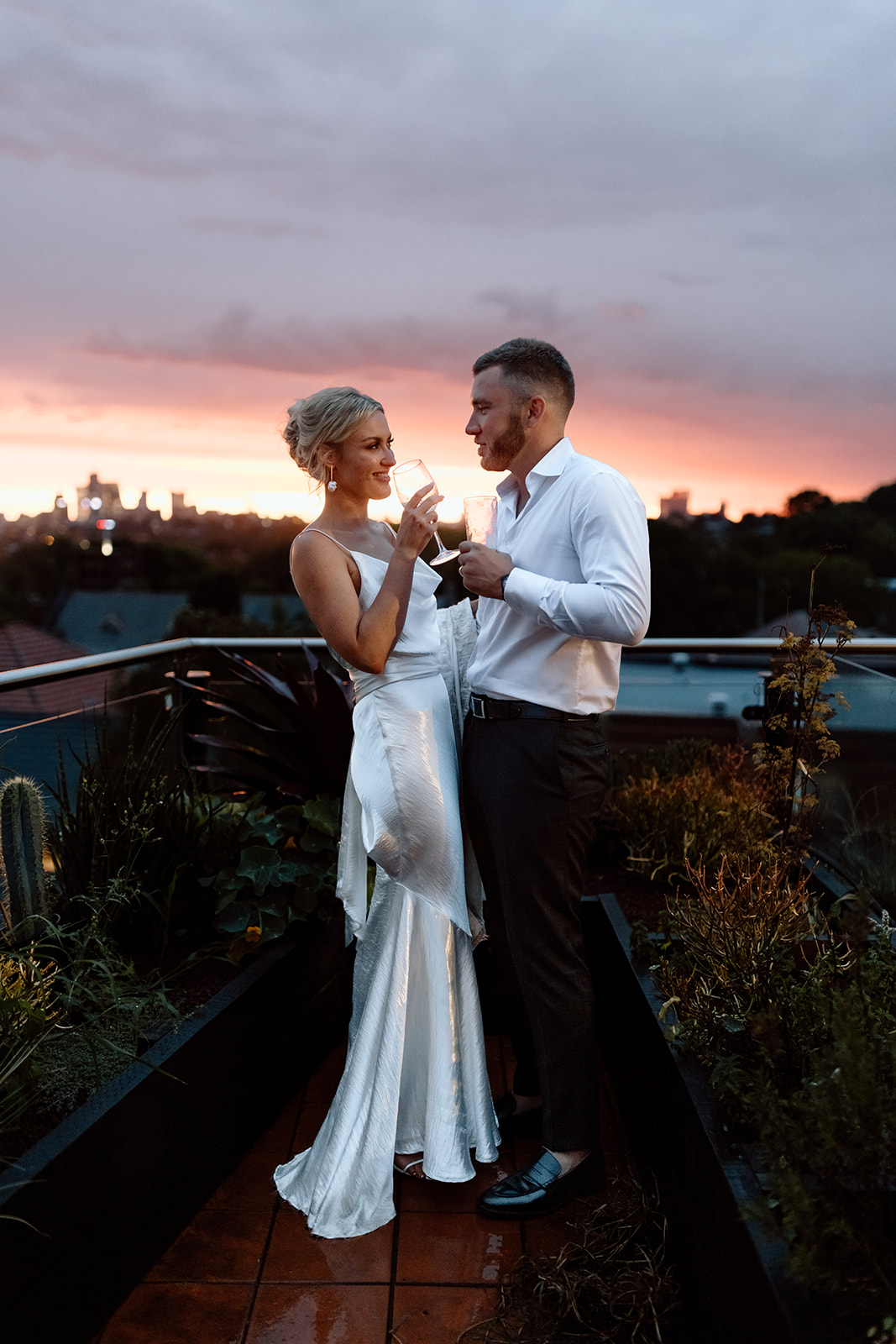Couple after party shots at the wedding reception in The Fernery Mosman