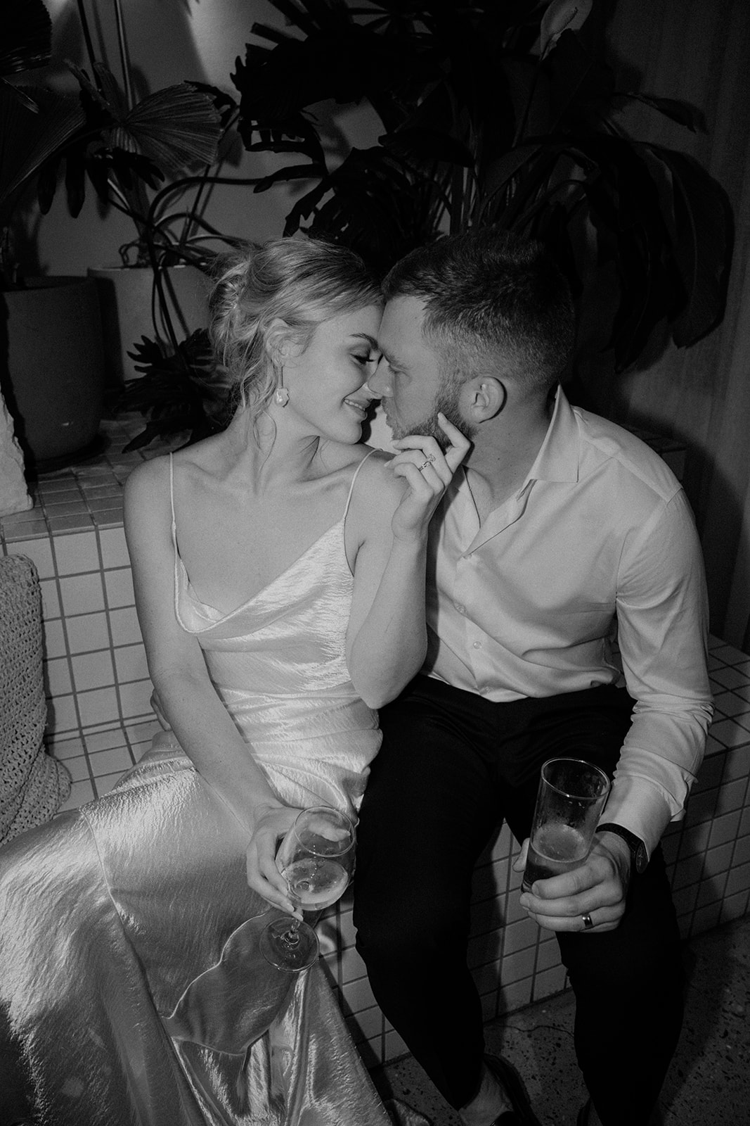 Couple after party shots at the wedding reception in The Fernery Mosman