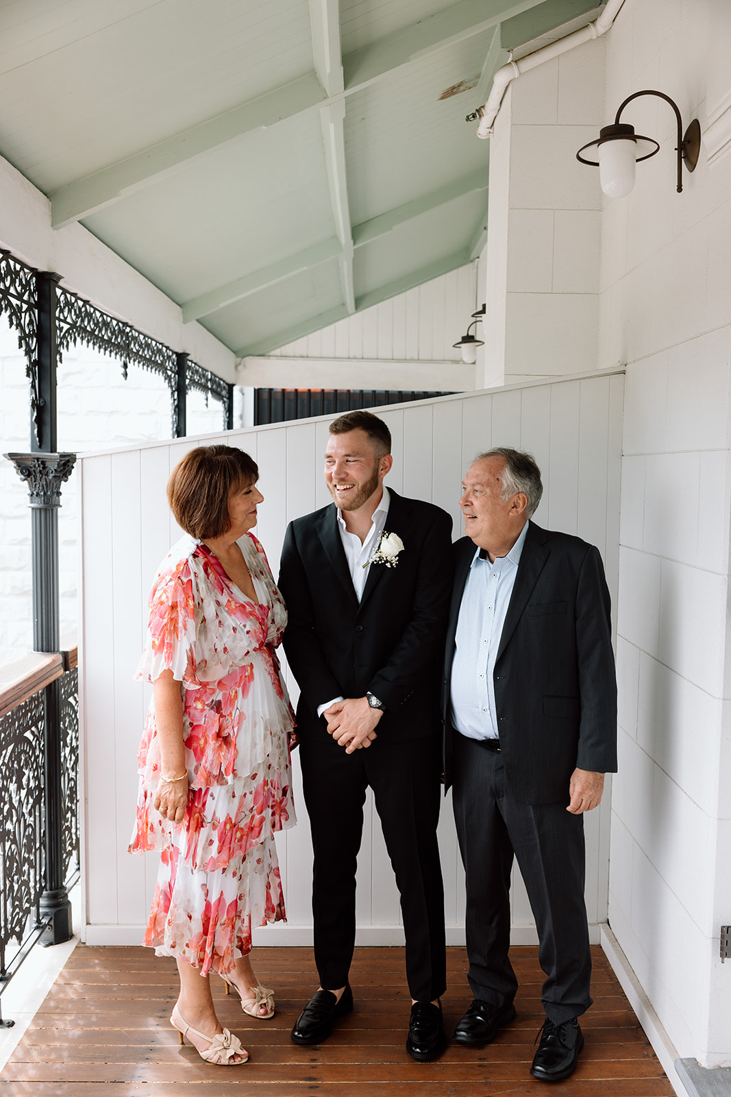 Groom with his parents at the wedding in The Fernery Mosman