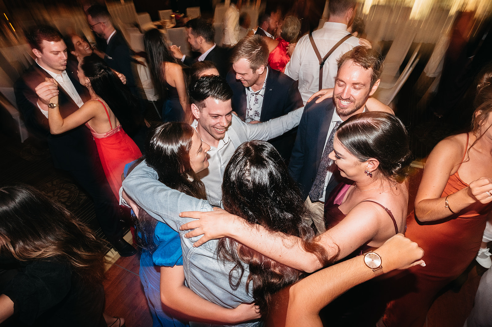 Bride and Groom dancing with guests at the Shangri-La in Cairns
