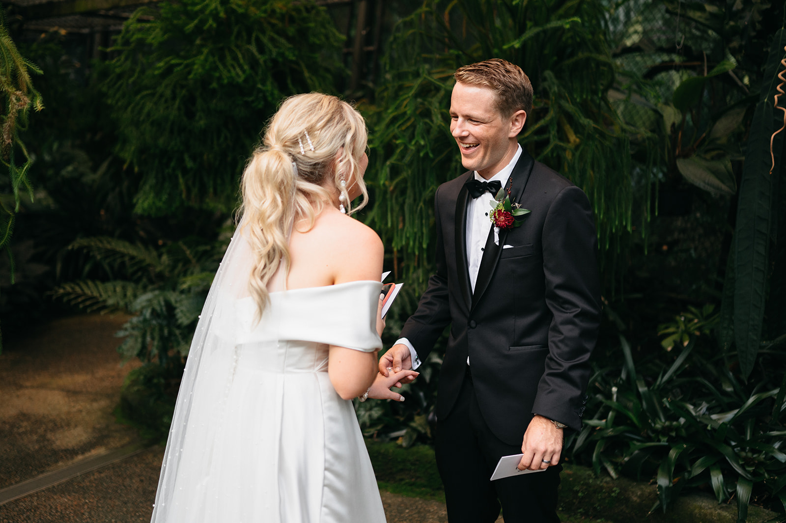 Bride and Groom having wedding photos taken in Cairns Botanical Garden