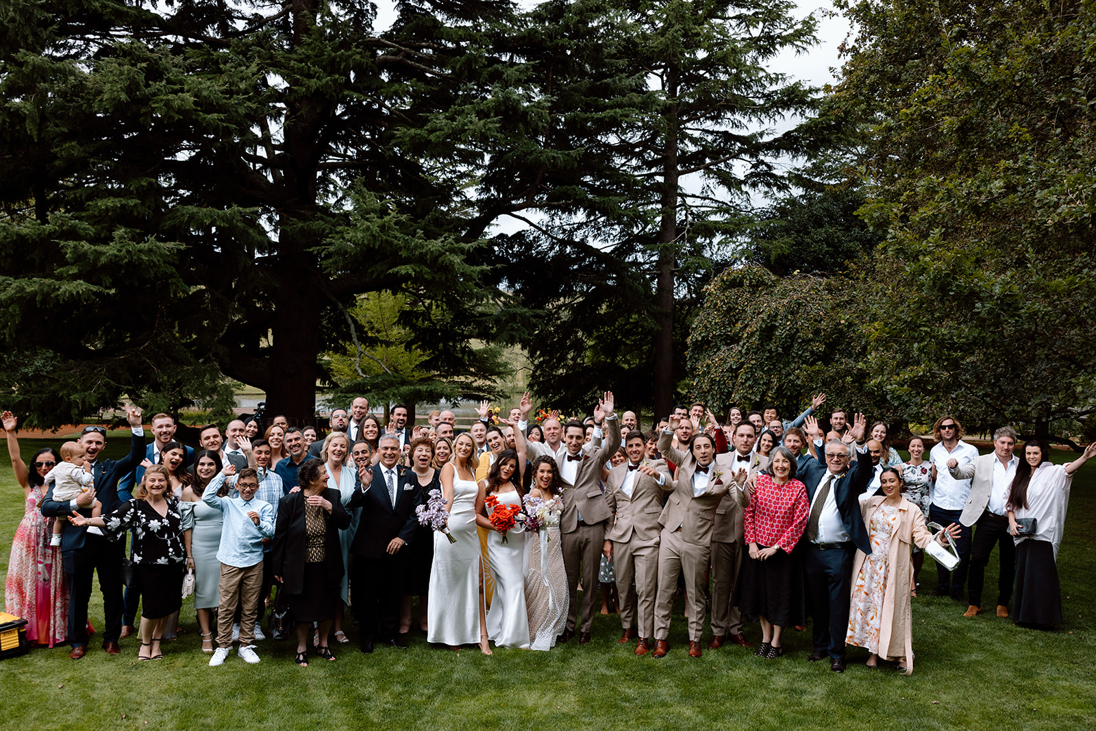 Couple with their guests at the wedding in the Southern Highlands Bendooley Estate