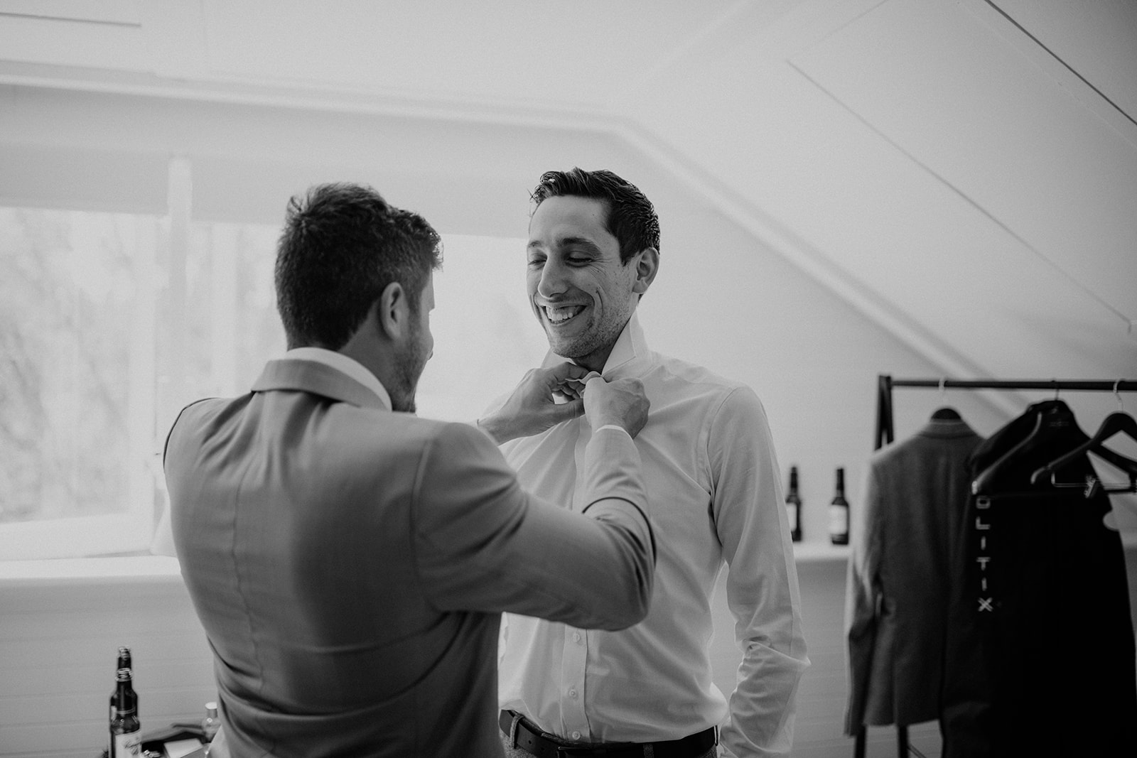 Groom getting ready at the wedding in the Southern Highlands Bendooley Estate