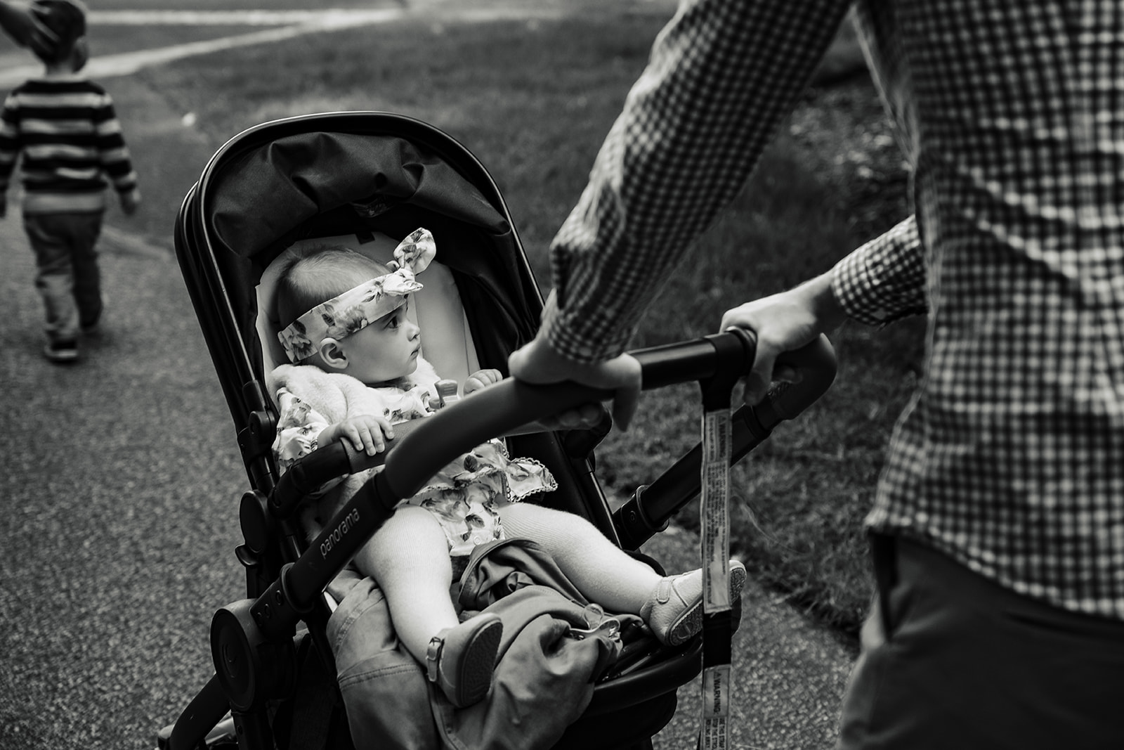 baby in a pram at family photo session