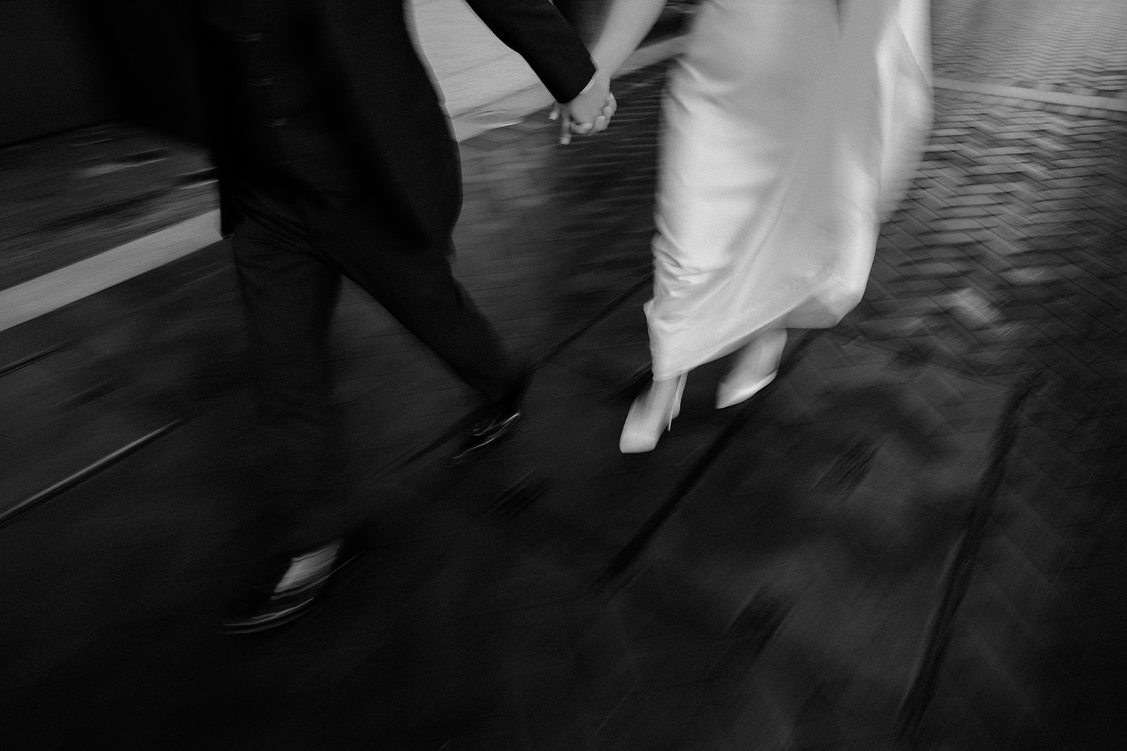 Are you blur photo of the bride and groom running through the city?