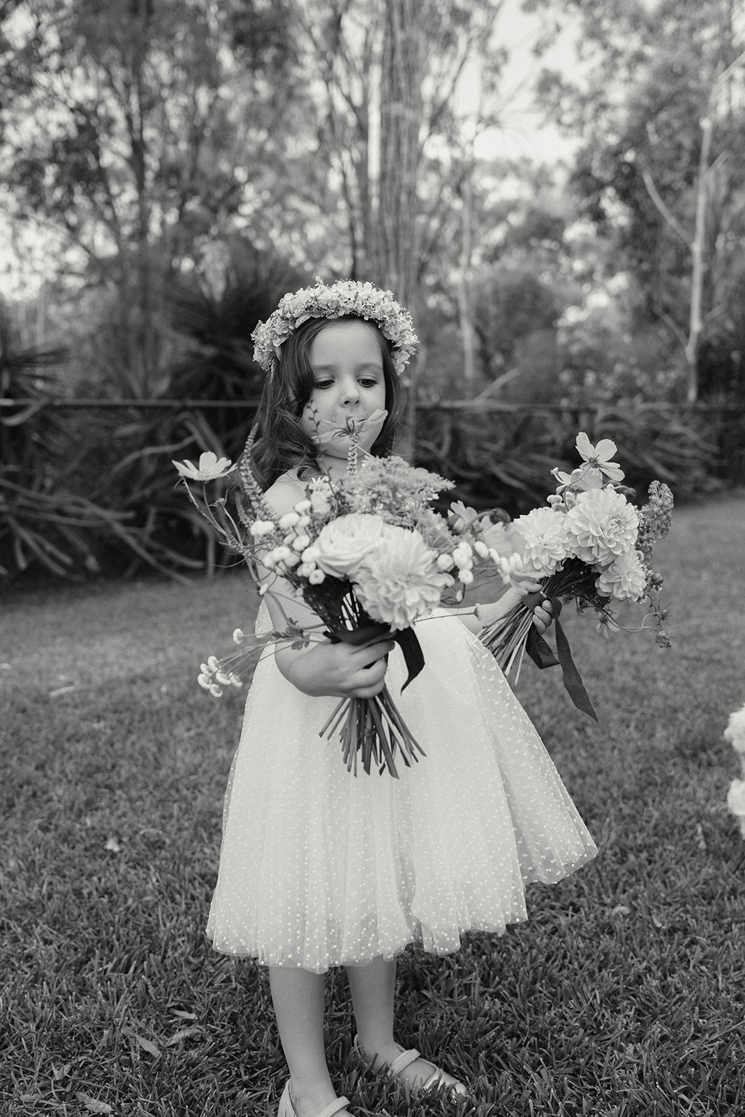 Brisbane editorial backyard wedding photography, Junior bridesmaid