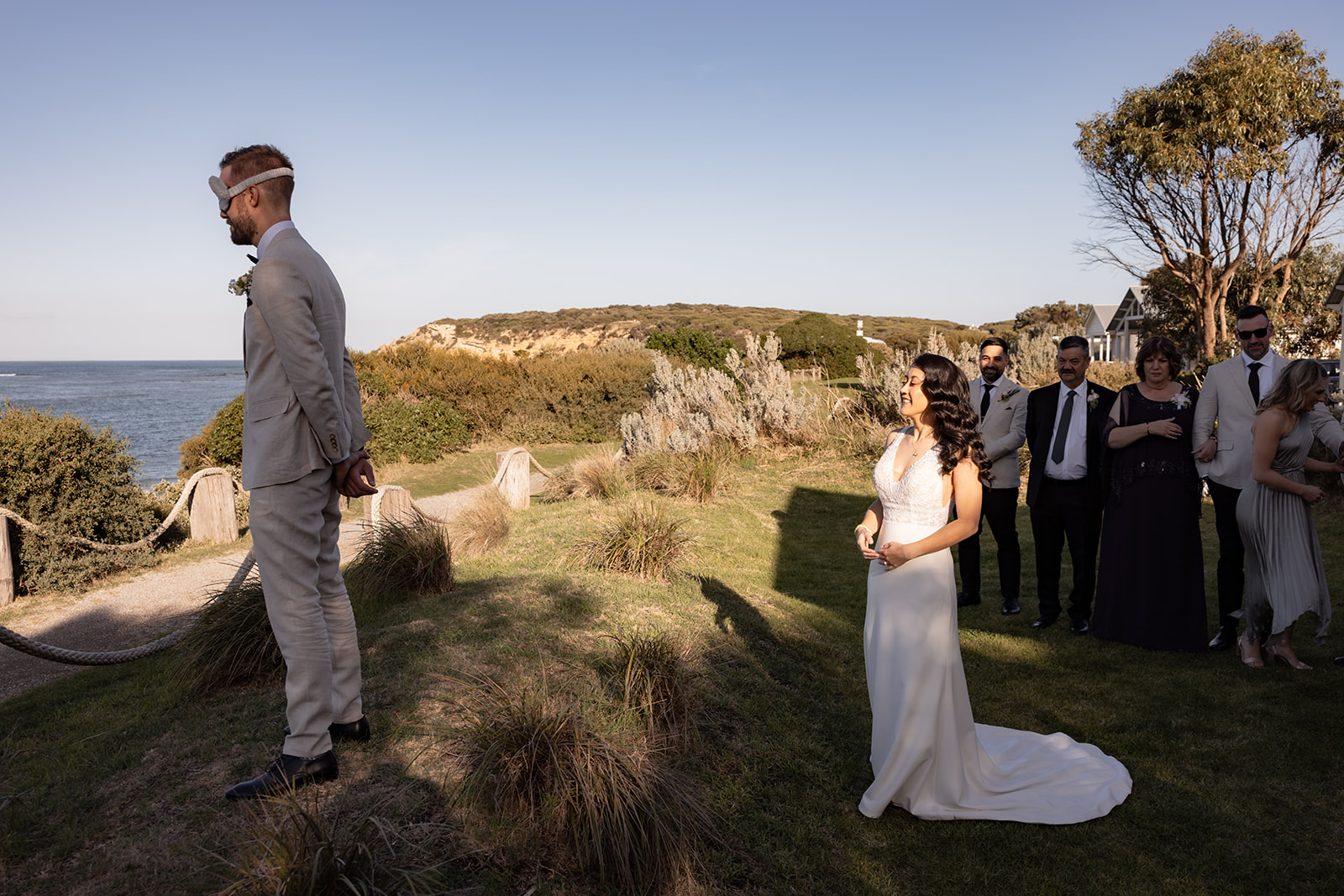 Wedding Couple have first-look in Barwon Heads