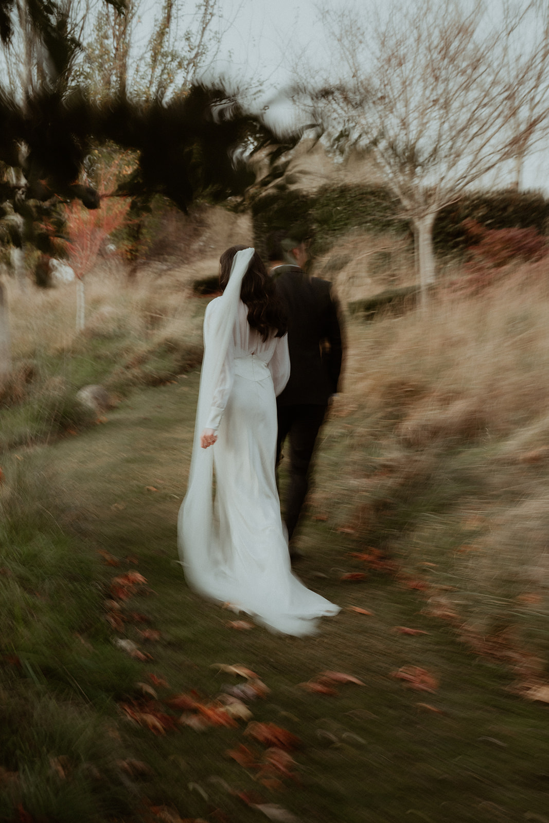 Bride and groom, photographed with motion blur