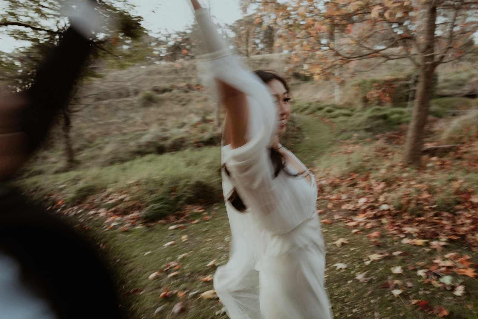 Bride and groom, photographed with motion blur