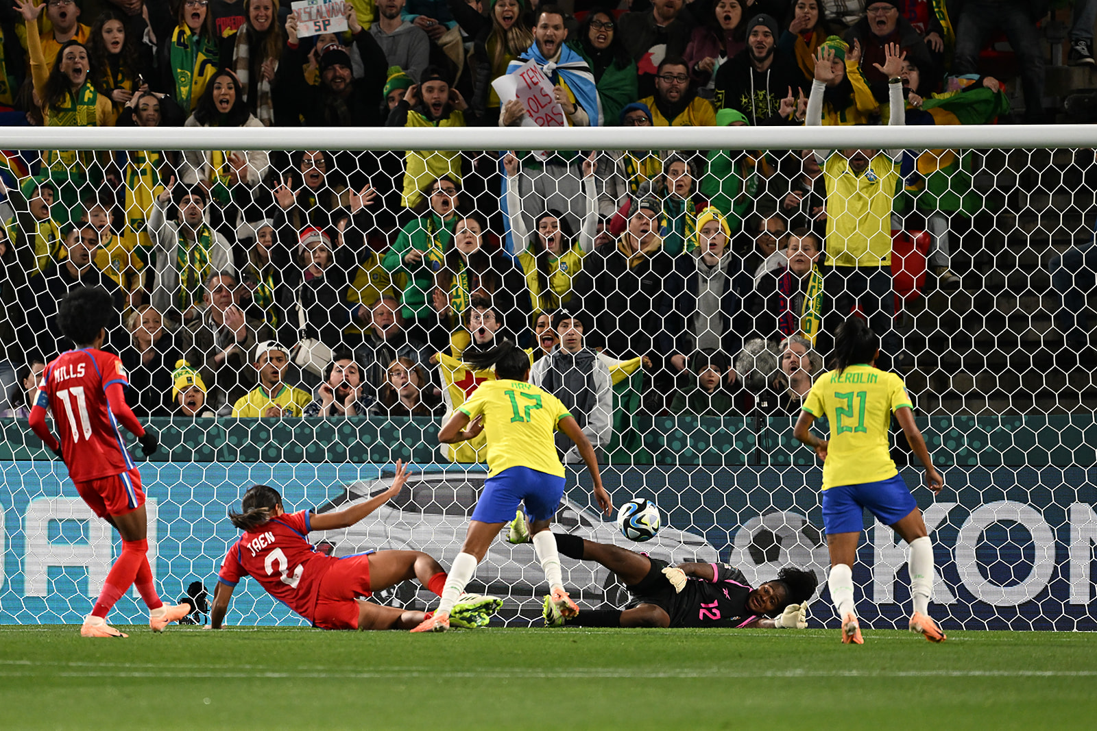 Ary Borges of Brazil scores her first goal during the FIFA Women's World Cup Australia & NZ 2023.