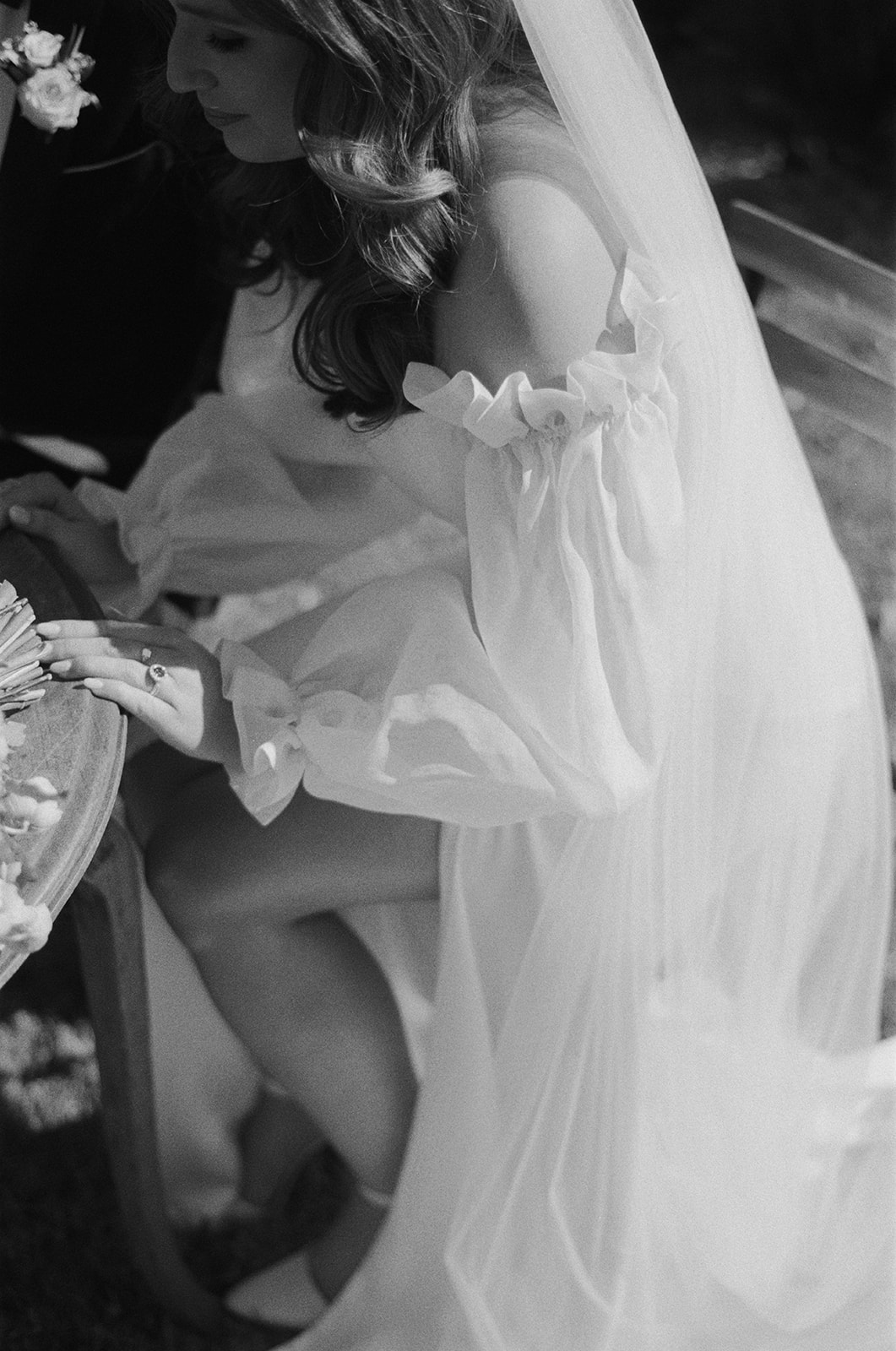 Redleaf wedding black and white 35mm films of bride during signing