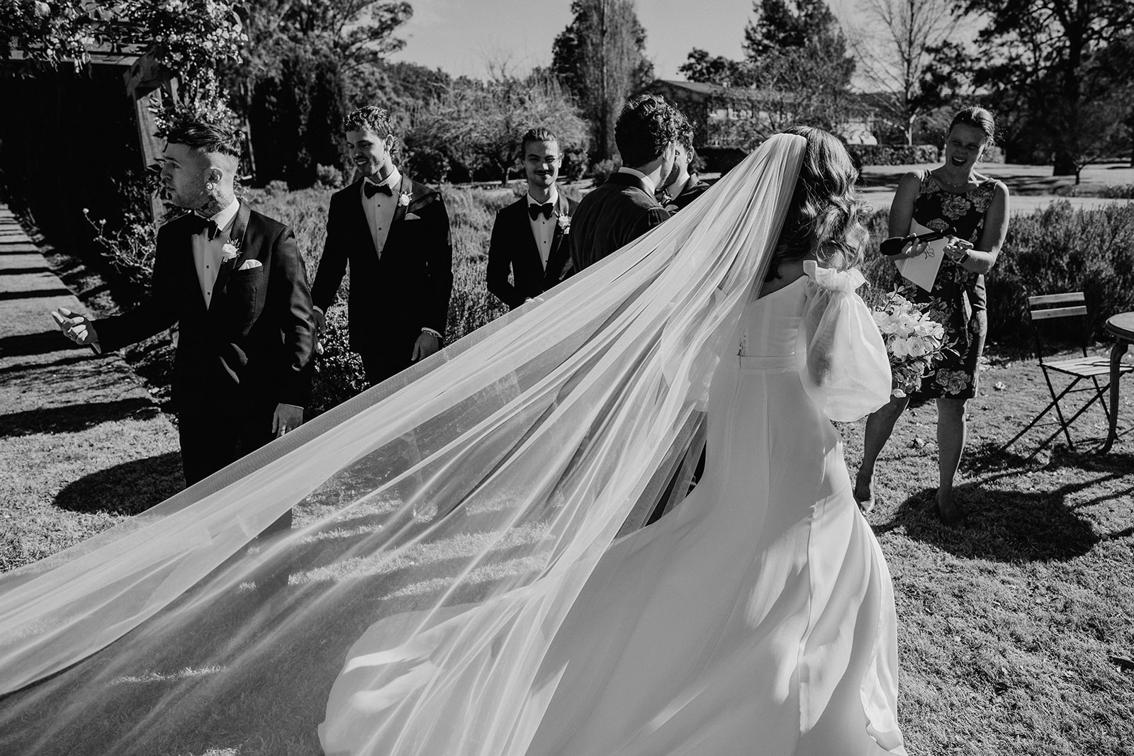 Redleaf wedding bridal veil blowing in the breeze