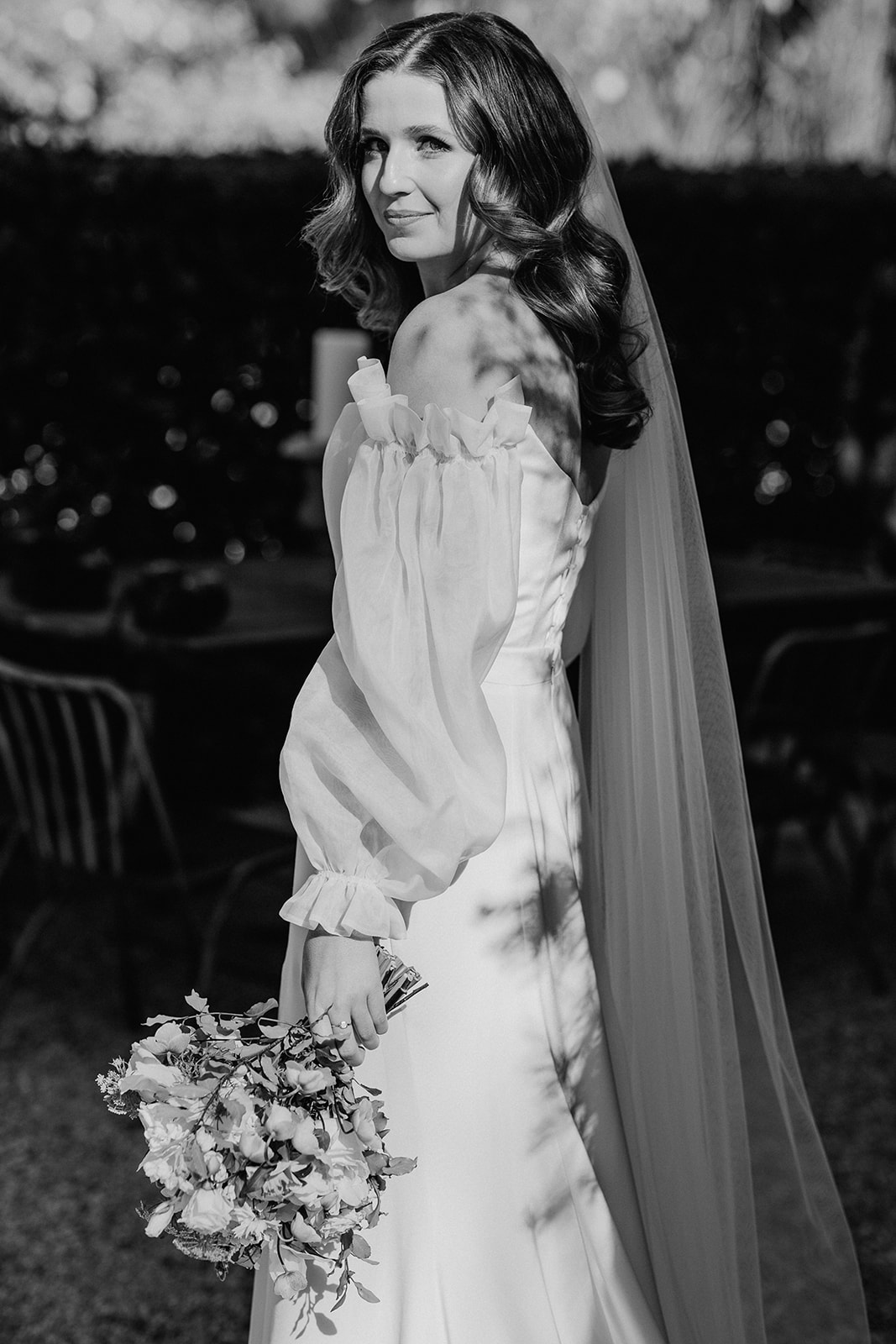 Redleaf wedding portrait of bride in black and white