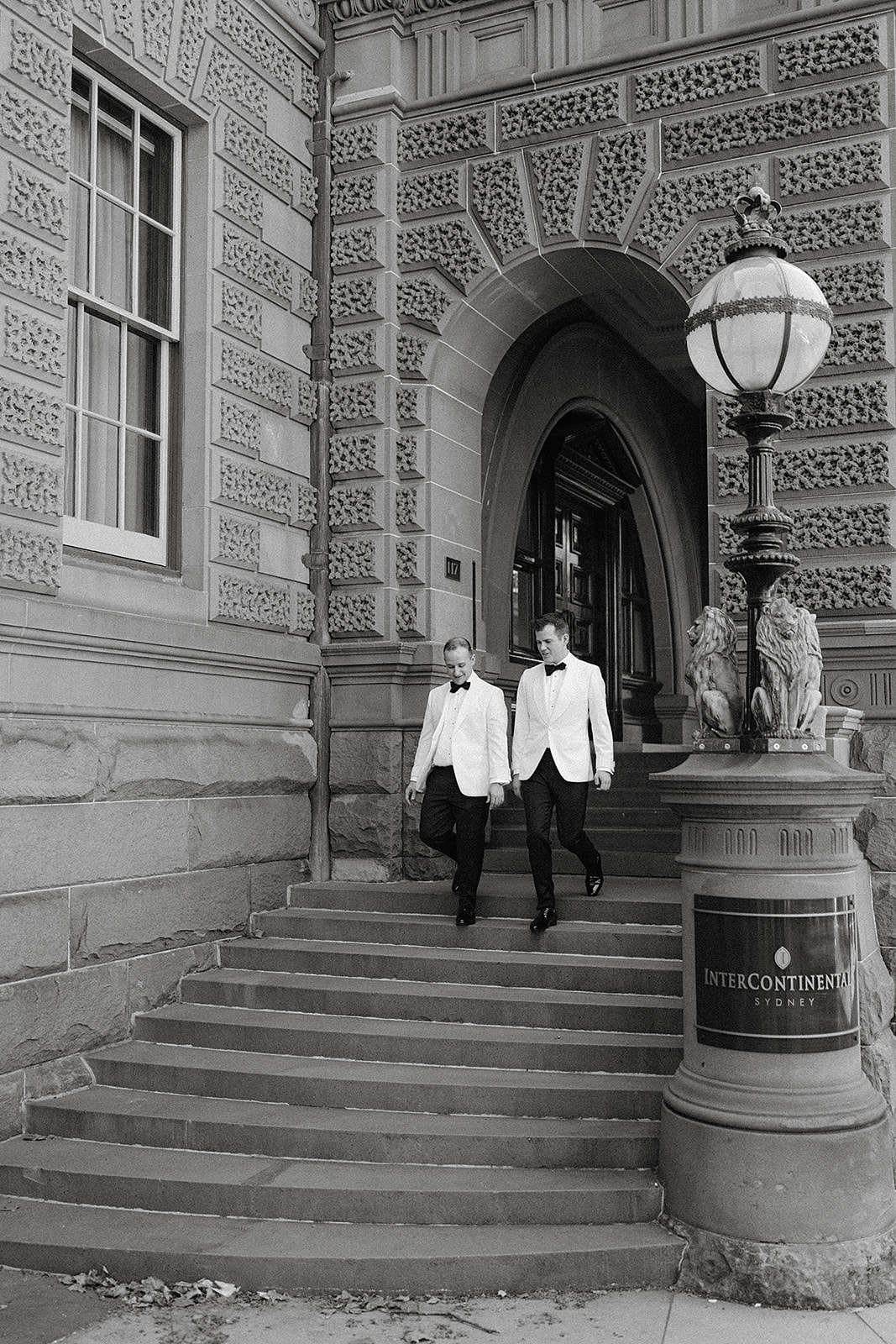 Two grooms together for their same sex Sydney Mint wedding.