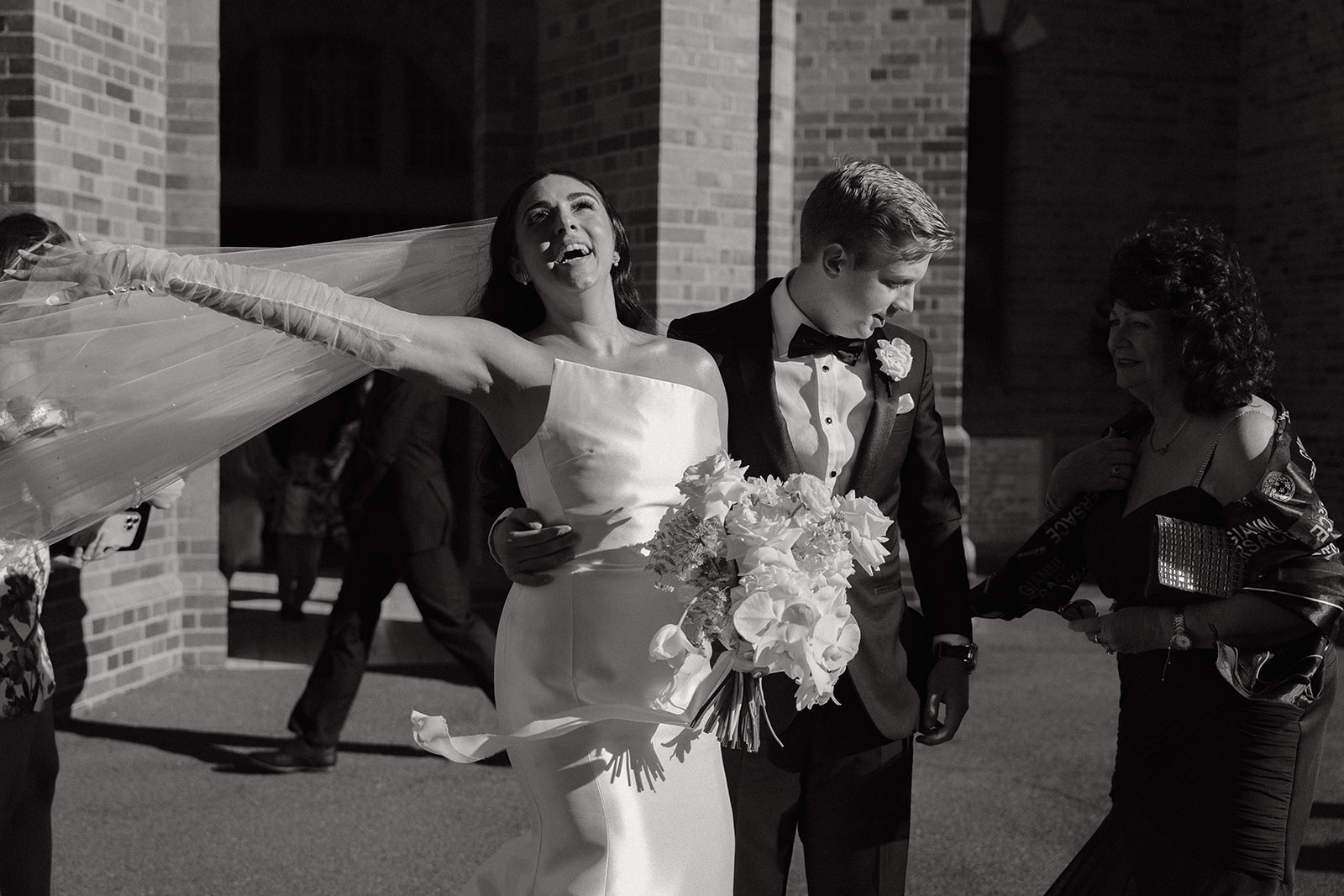 Candid photography of a happy bride in Brisbane City