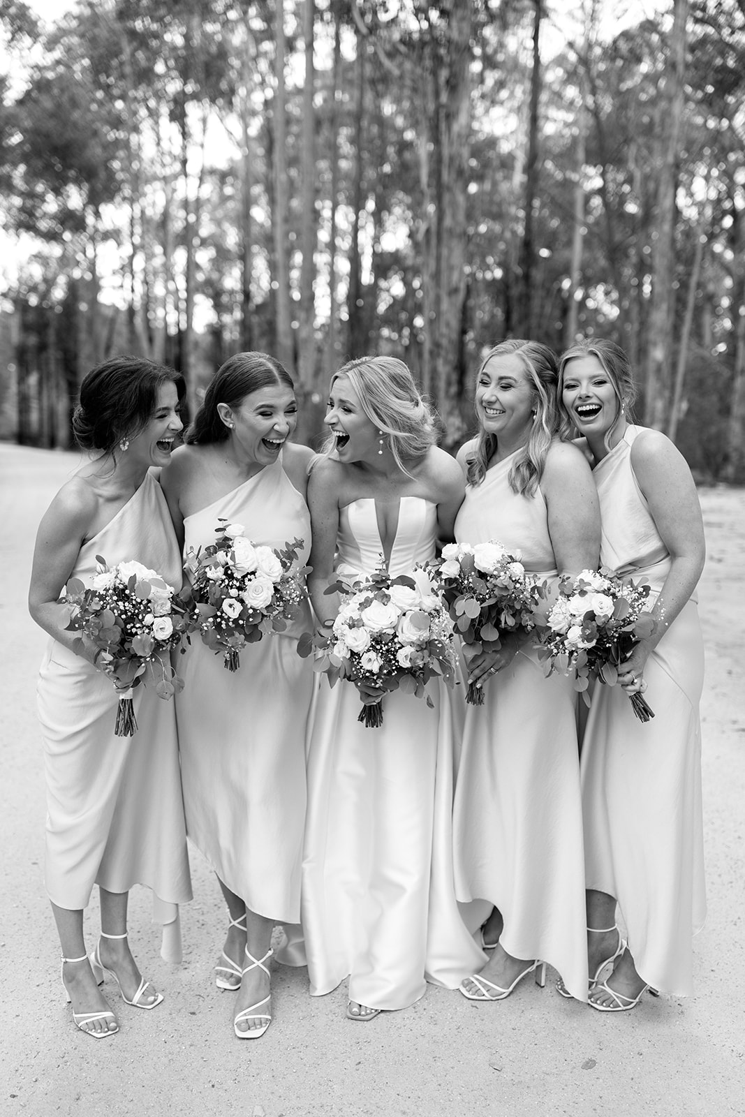 Bride with her bridesmaids at the wedding in the South Coast The Jackson Ranch