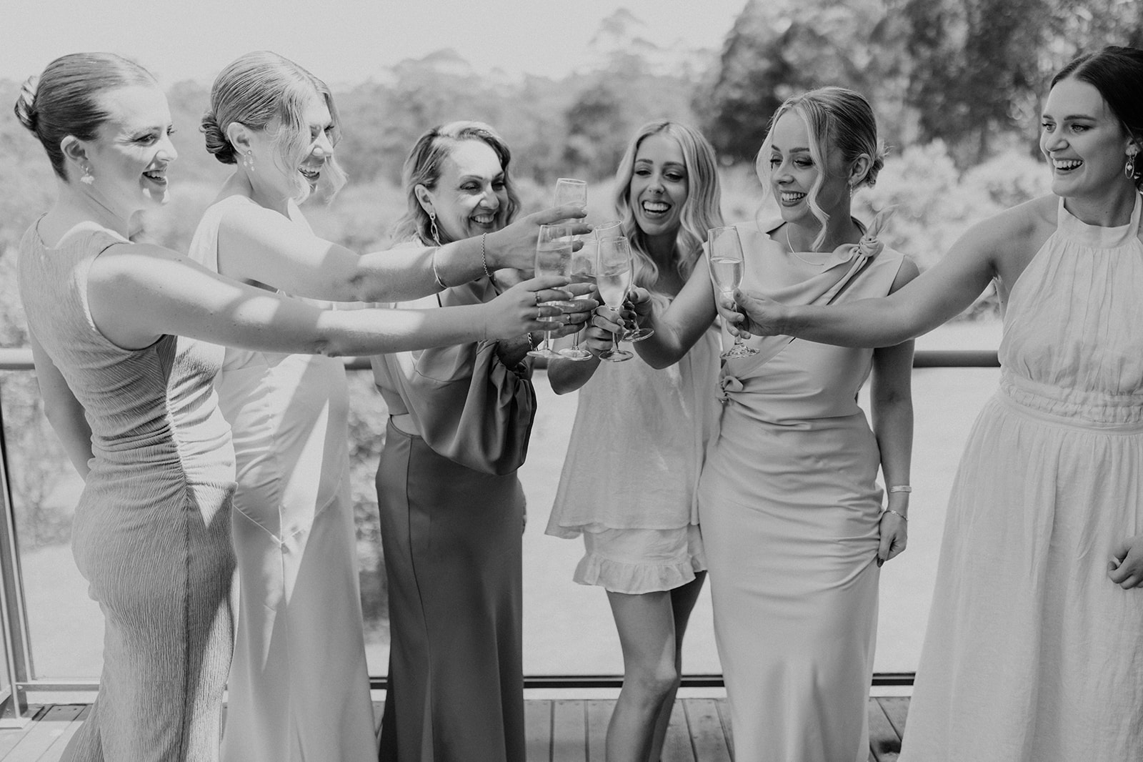 Bride with her mom and the bridesmaids at the wedding in the South Coast Bawley Vale Estate