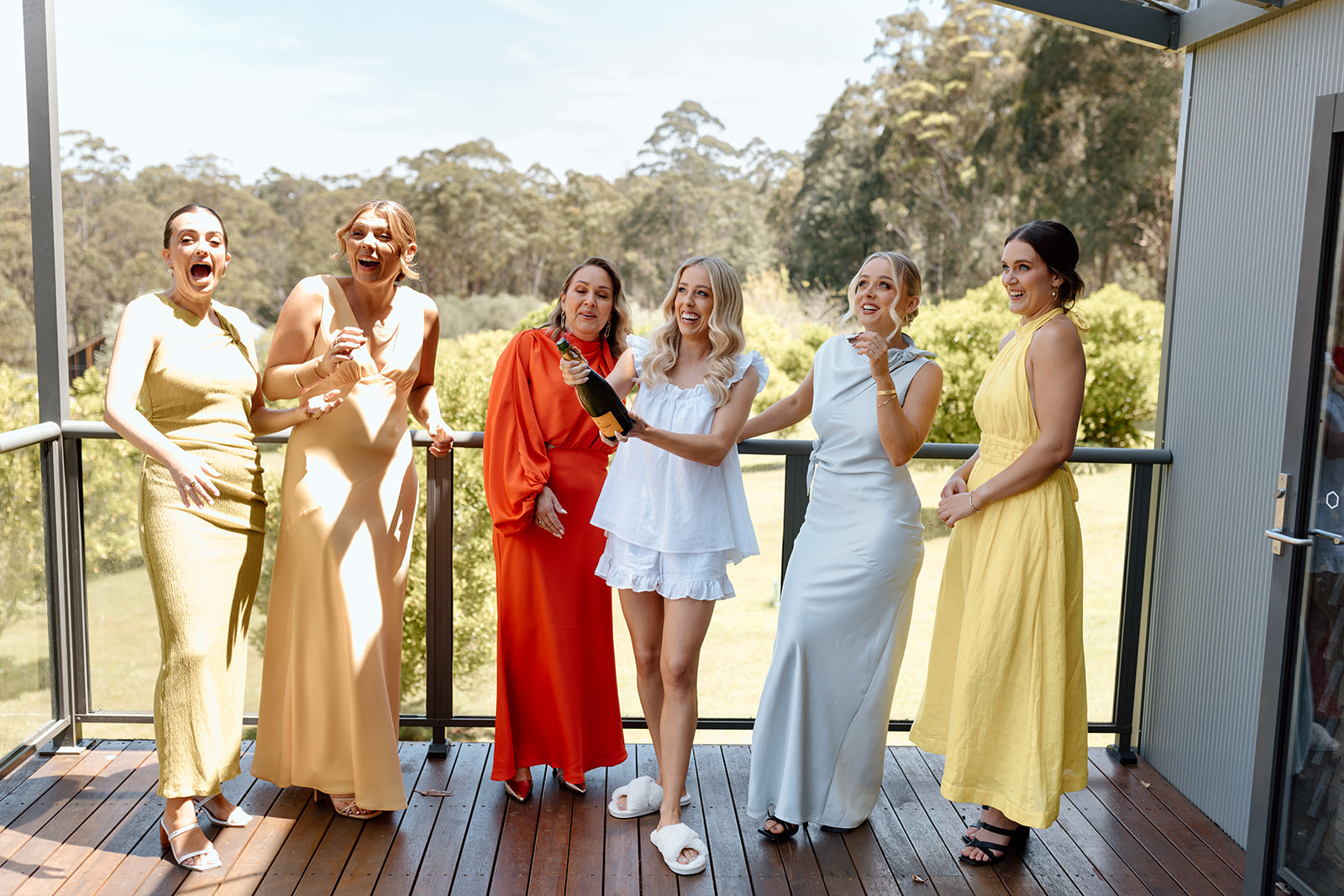 Bride with her mother and the bridesmaids at the wedding in the South Coast Bawley Vale Estate