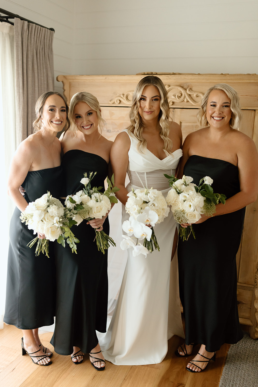 Bride first look with the bridesmaids at the wedding in the South Coast The Homestead Berry