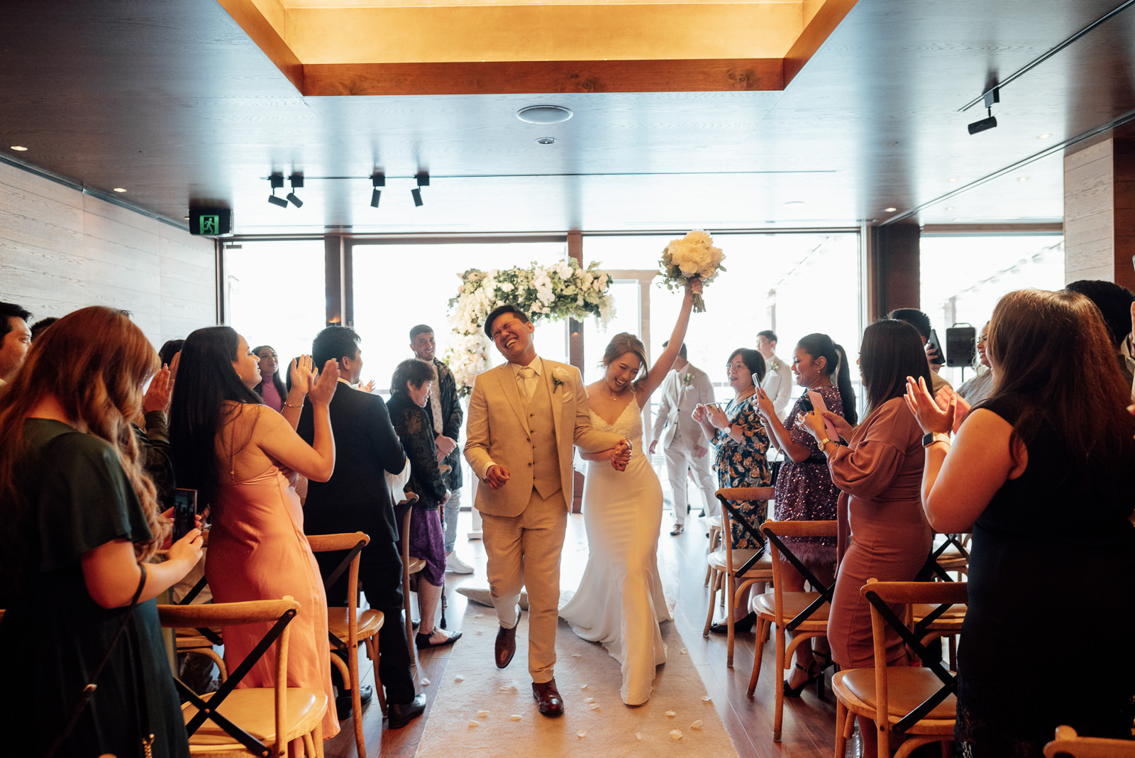 wedding ceremony at the Boathouse at the Spit